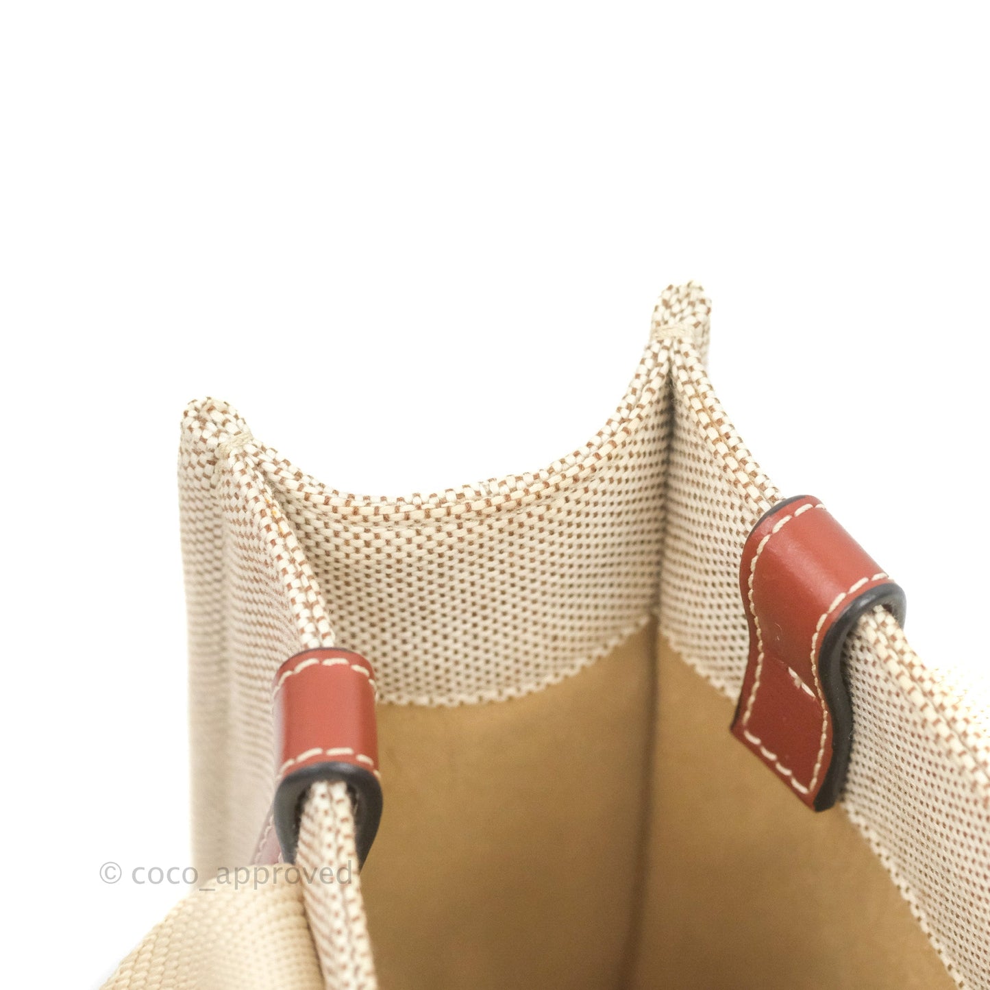 Chloe Small Woody Tote Bag Cotton Canvas & Brown Calfskin with Woody Ribbon