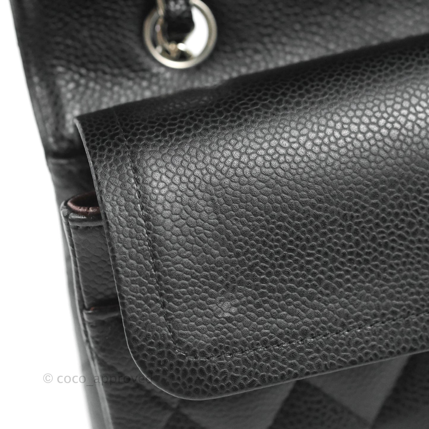 Chanel Quilted Classic M/L Medium Flap Black Caviar Silver Hardware