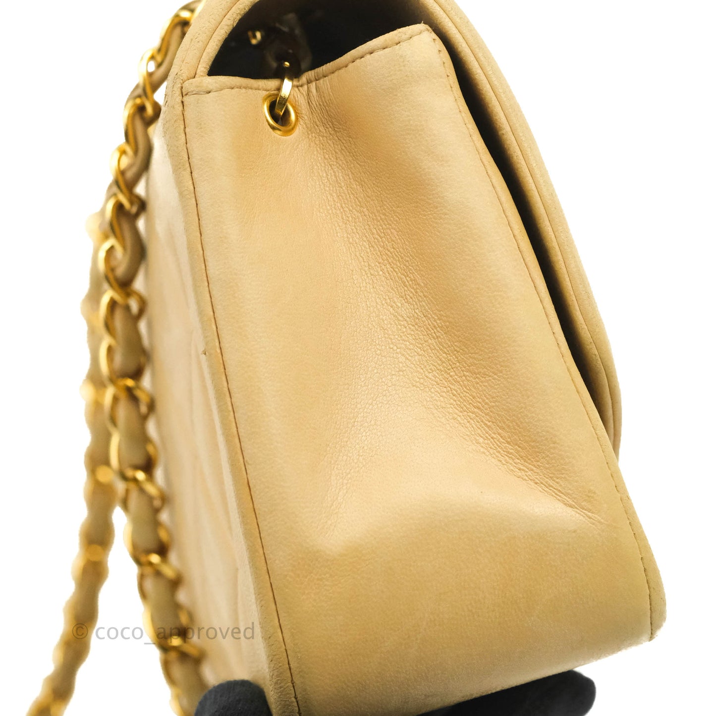 Chanel Vintage Small Quilted Classic Diana Flap Bag Beige Lambskin 24K Gold Hardware