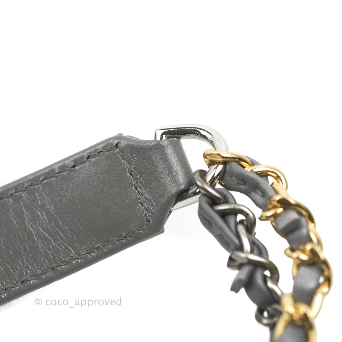 Chanel Quilted Small Gabrielle Hobo Grey Calfskin Mixed Hardware