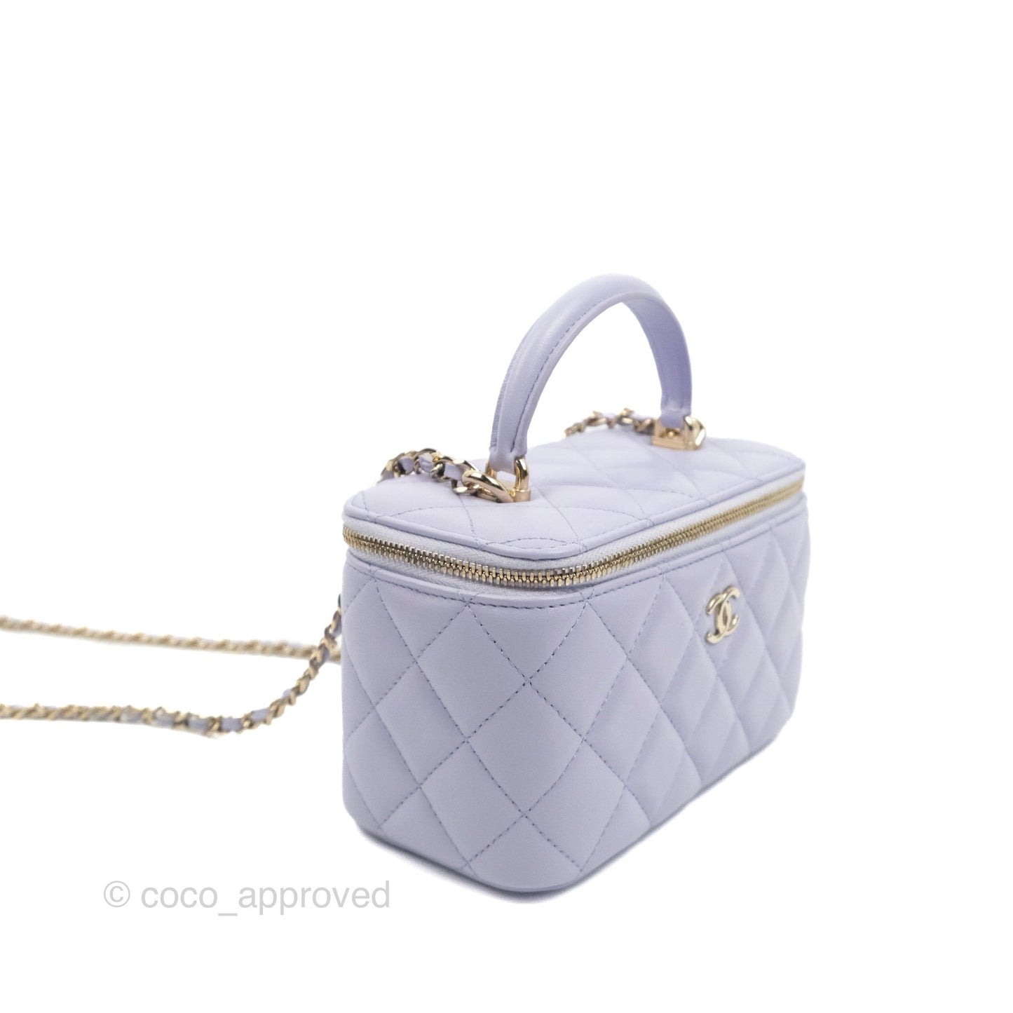 Chanel Vanity Rectangular Top Handle Lilac Lambskin Gold Hardware