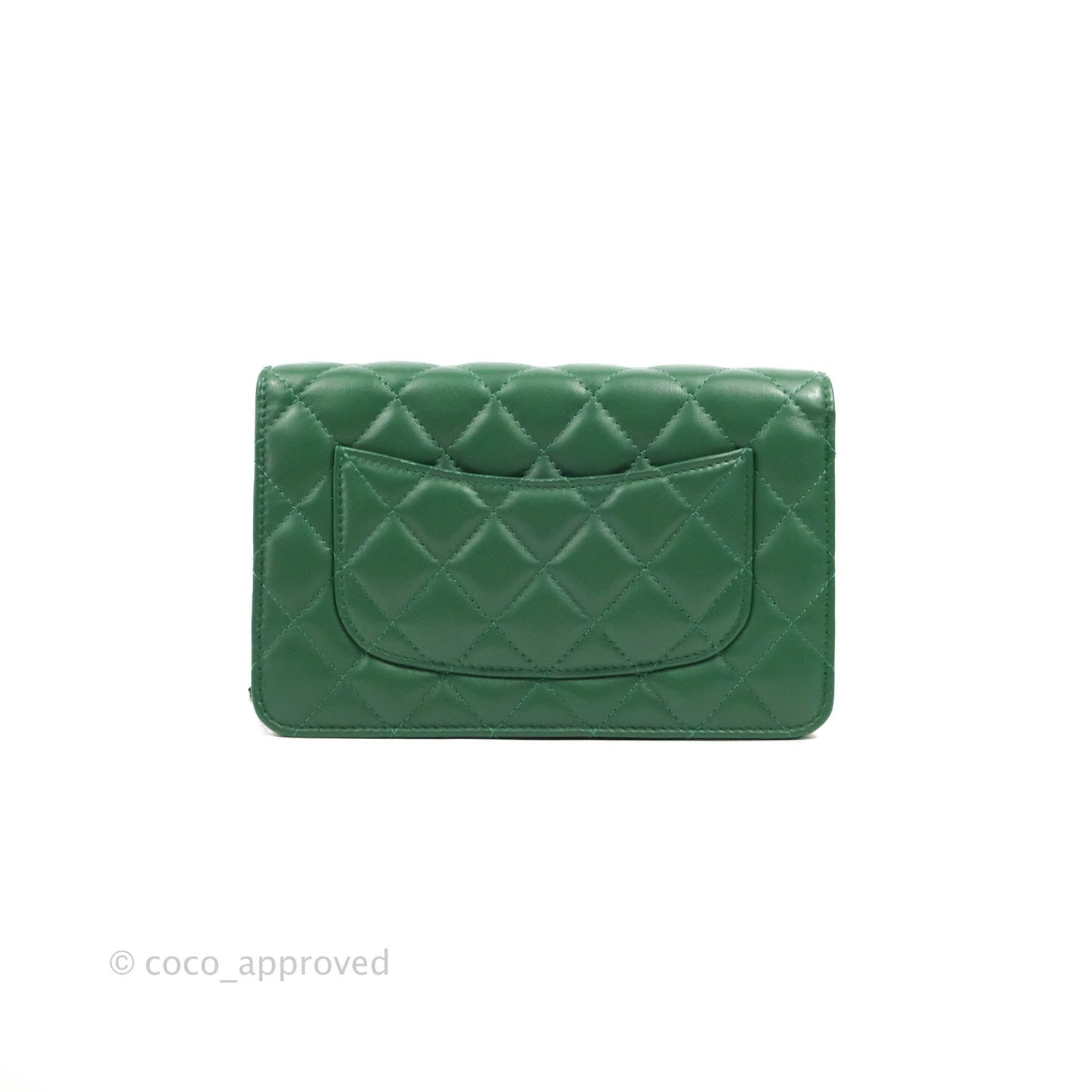 Chanel Quilted Classic Wallet on Chain WOC Green Lambskin Silver Hardware