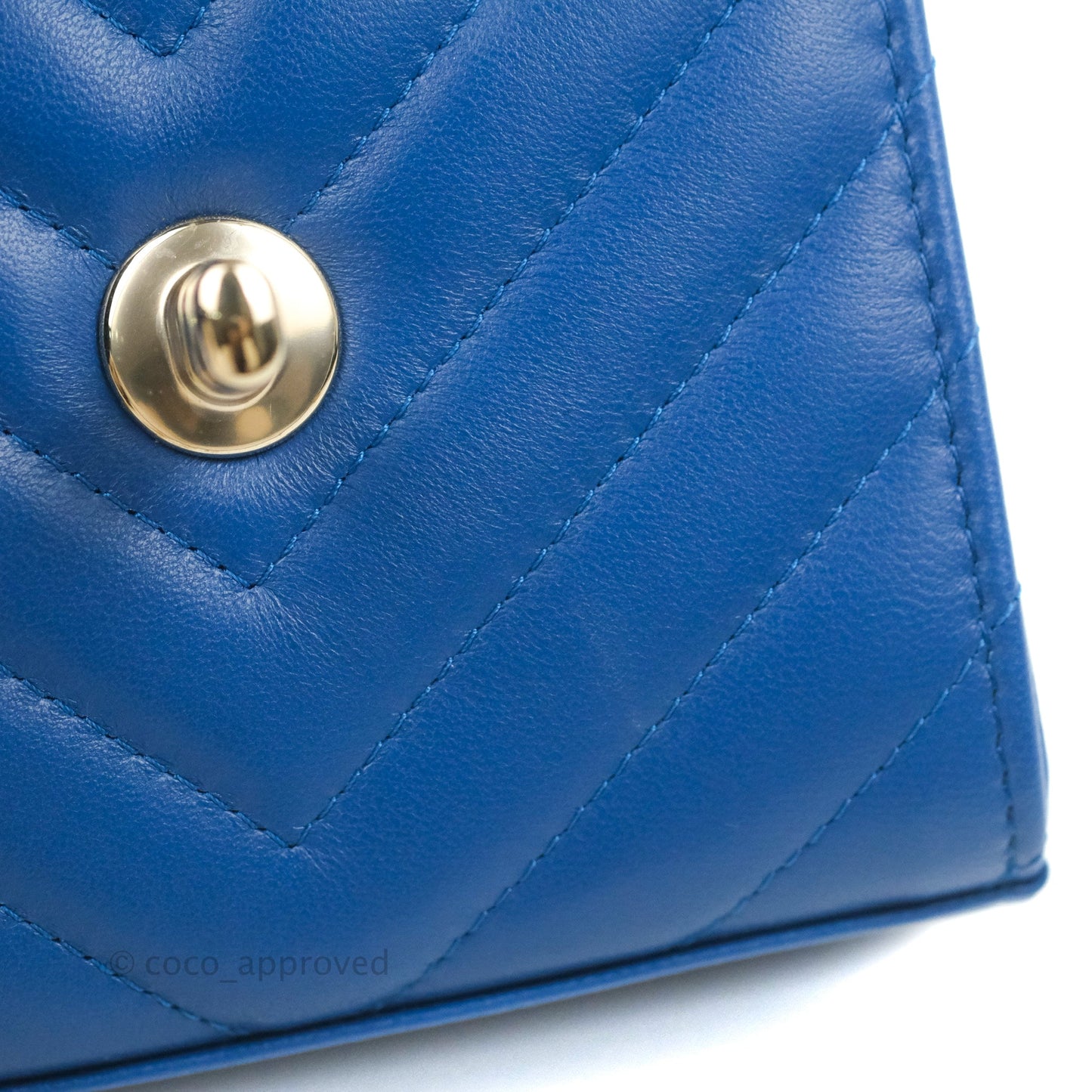 Chanel Mini Chevron Trendy CC Clutch With Chain Blue Lambskin Gold Hardware