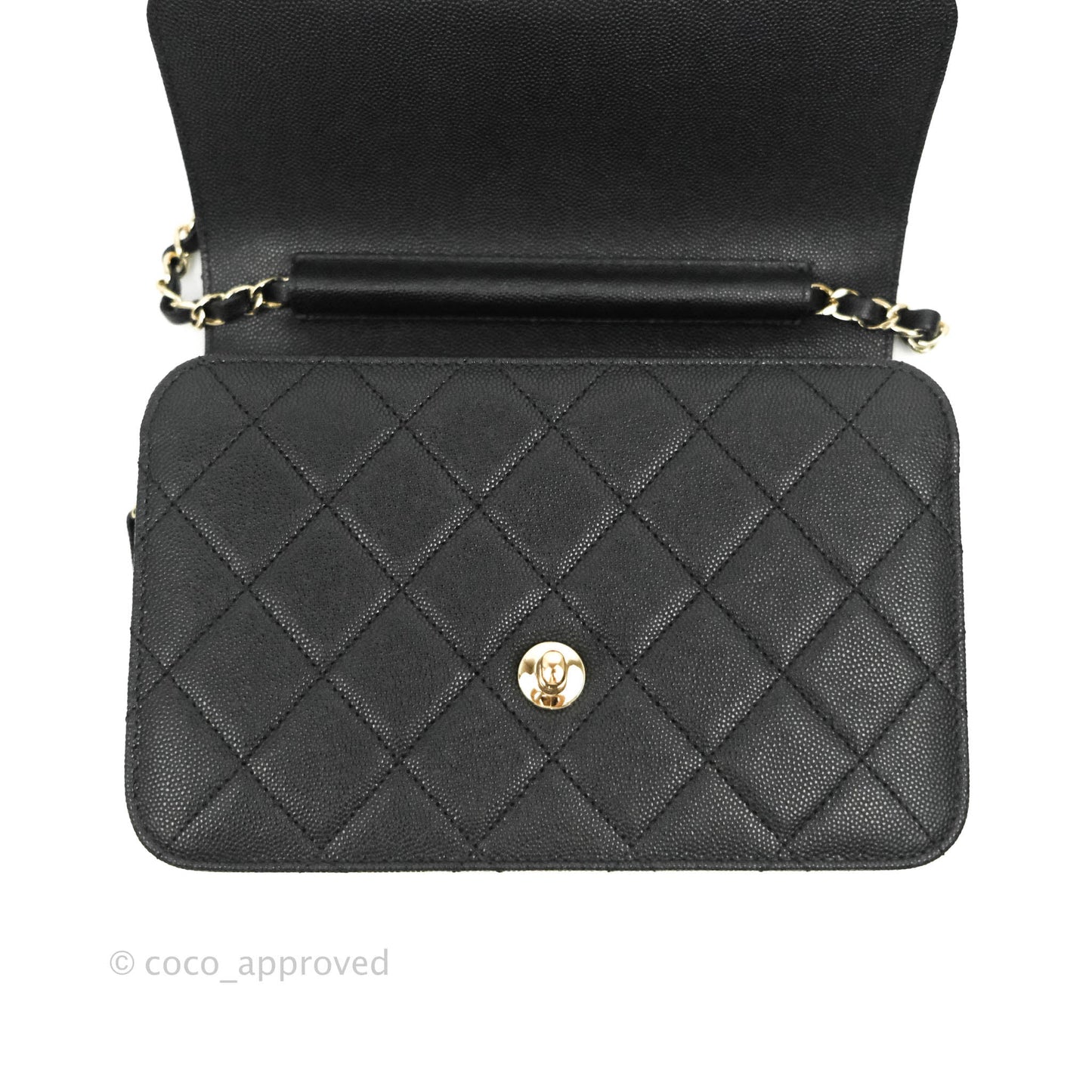 Chanel Quilted Like The Wallet Medium Flap Black Caviar Gold Hardware 22C