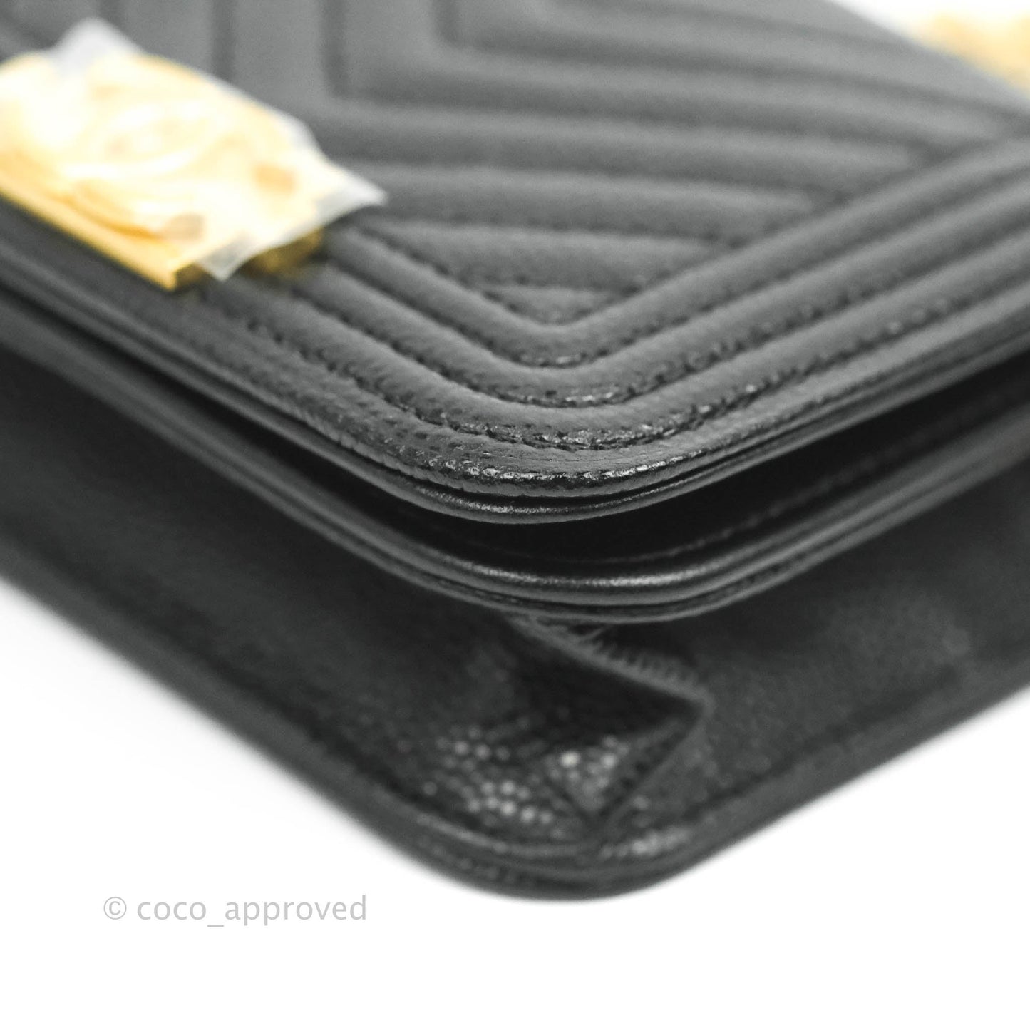 Chanel Quilted Belt Boy Bag Black Caviar Chevron Flap Waist