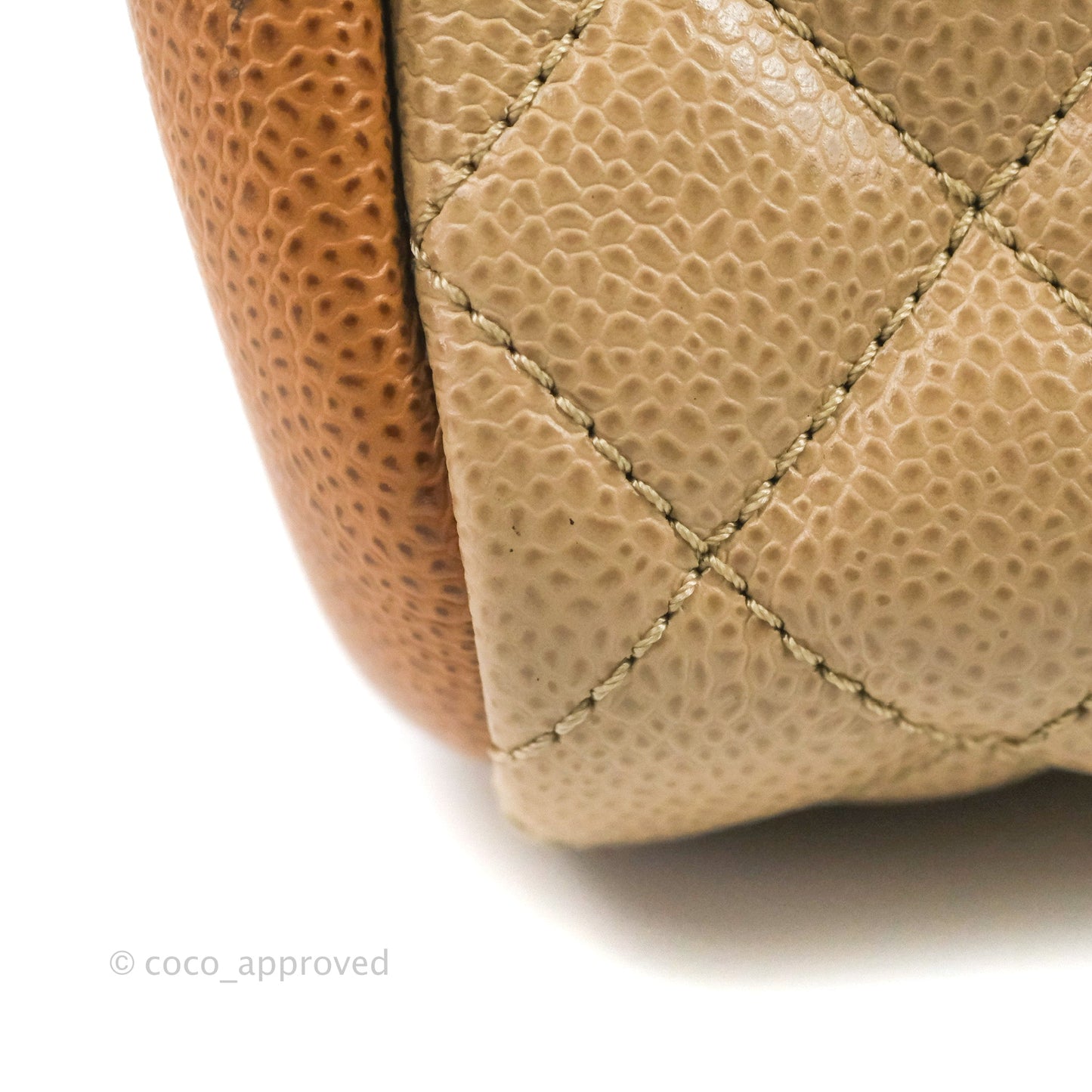 Chanel Medium Mademoiselle Bowling Beige/Brown Caviar Silver Hardware
