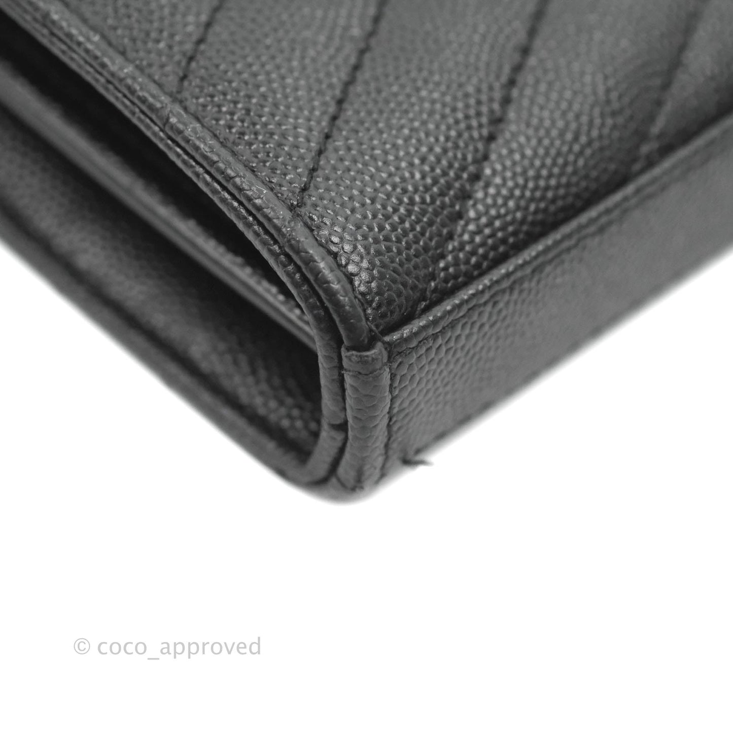 Saint Laurent Wallet on Chain WOC Black Grained Leather Silver Hardware