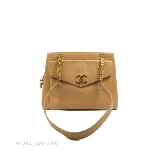 Chanel Vintage Tote Beige Caviar 24K Gold Hardware