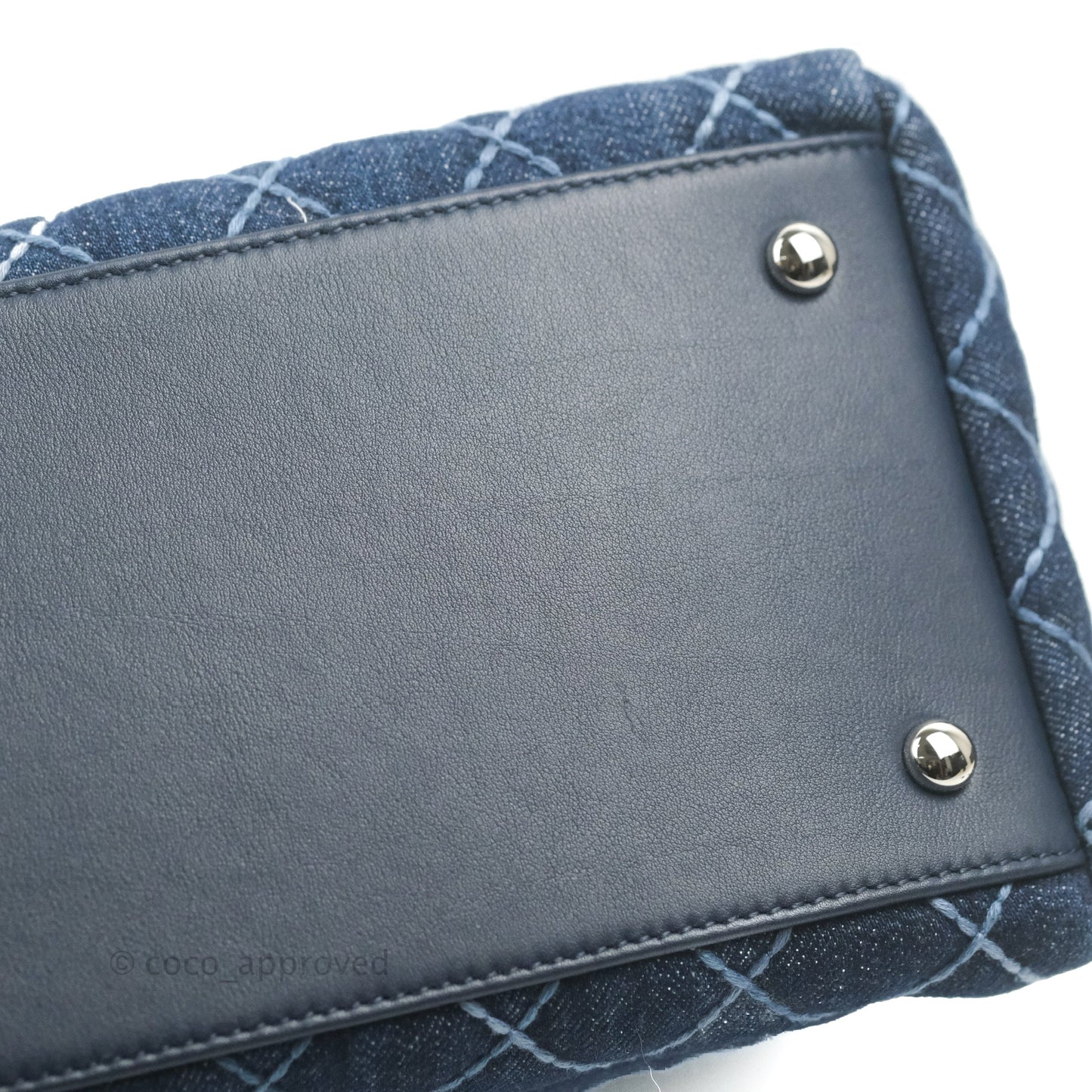 Chanel Quilted Medium Coco Handle Shopping Tote Denim Silver Hardware