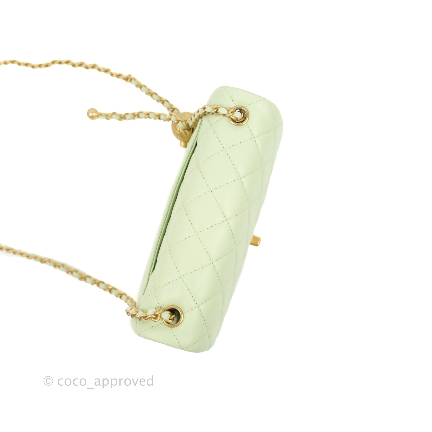 Chanel Quilted Mini Rectangular Pearl Crush Avocado Green Lambskin Aged Gold Hardware 22C
