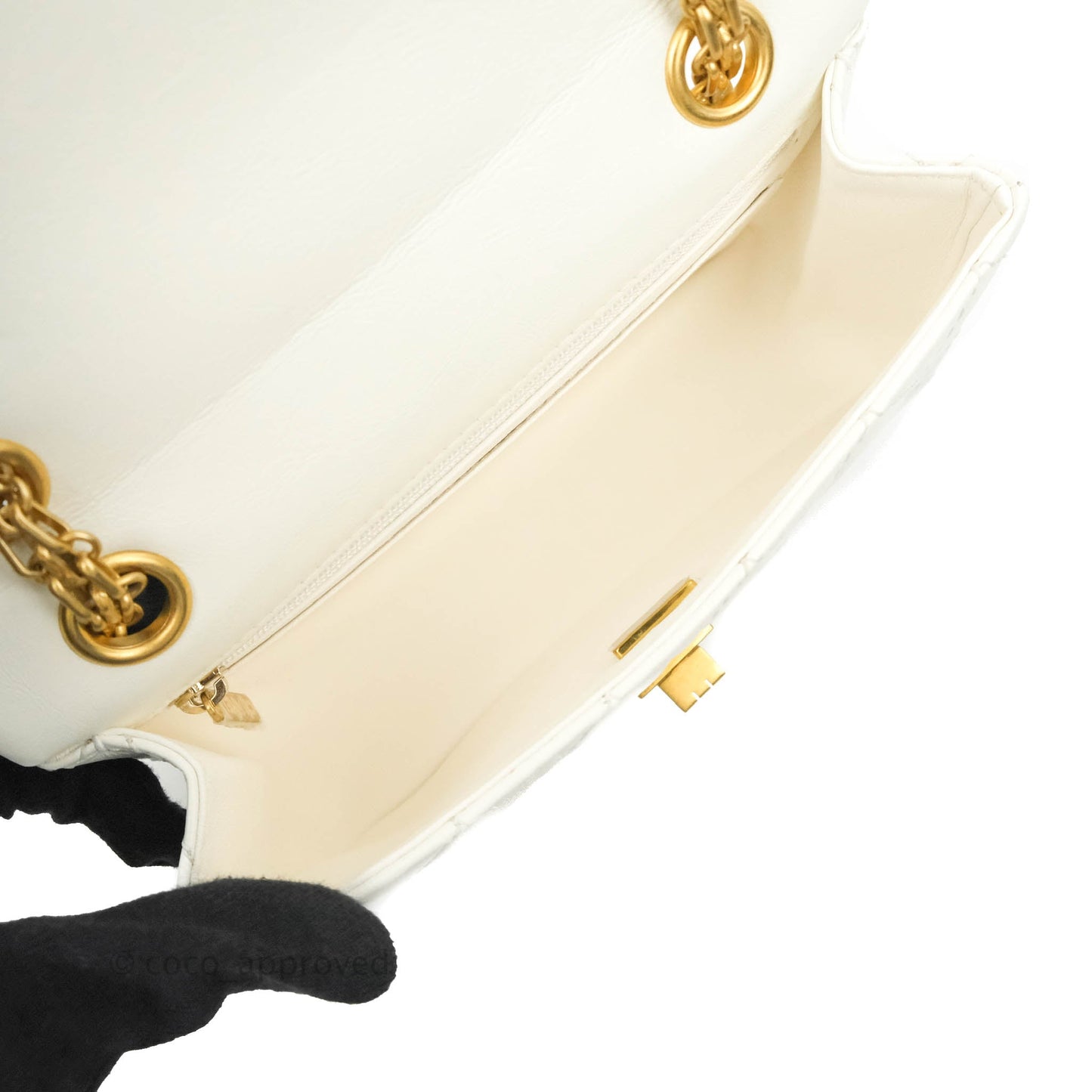 Chanel Mini Reissue 224 White Aged Calfskin Aged Gold Hardware