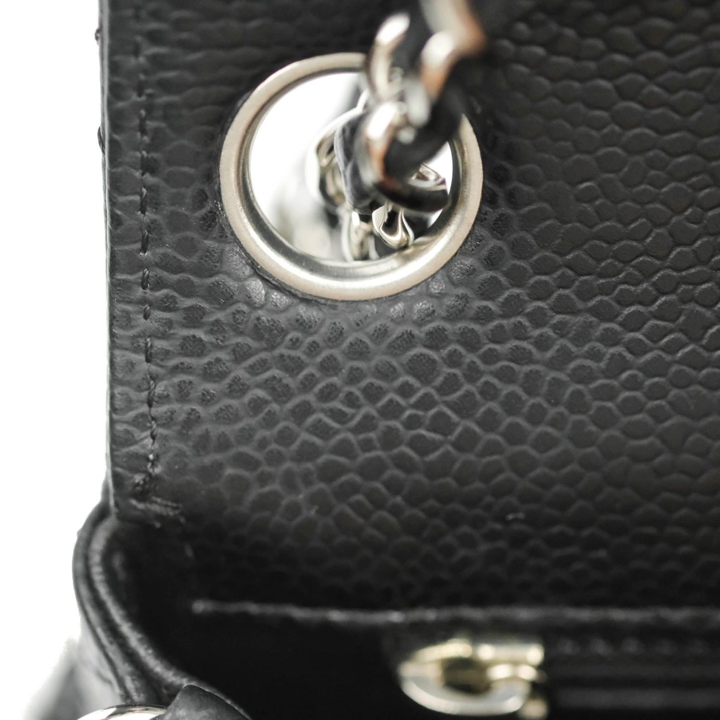 Chanel Mini Square Black Caviar Silver Hardware