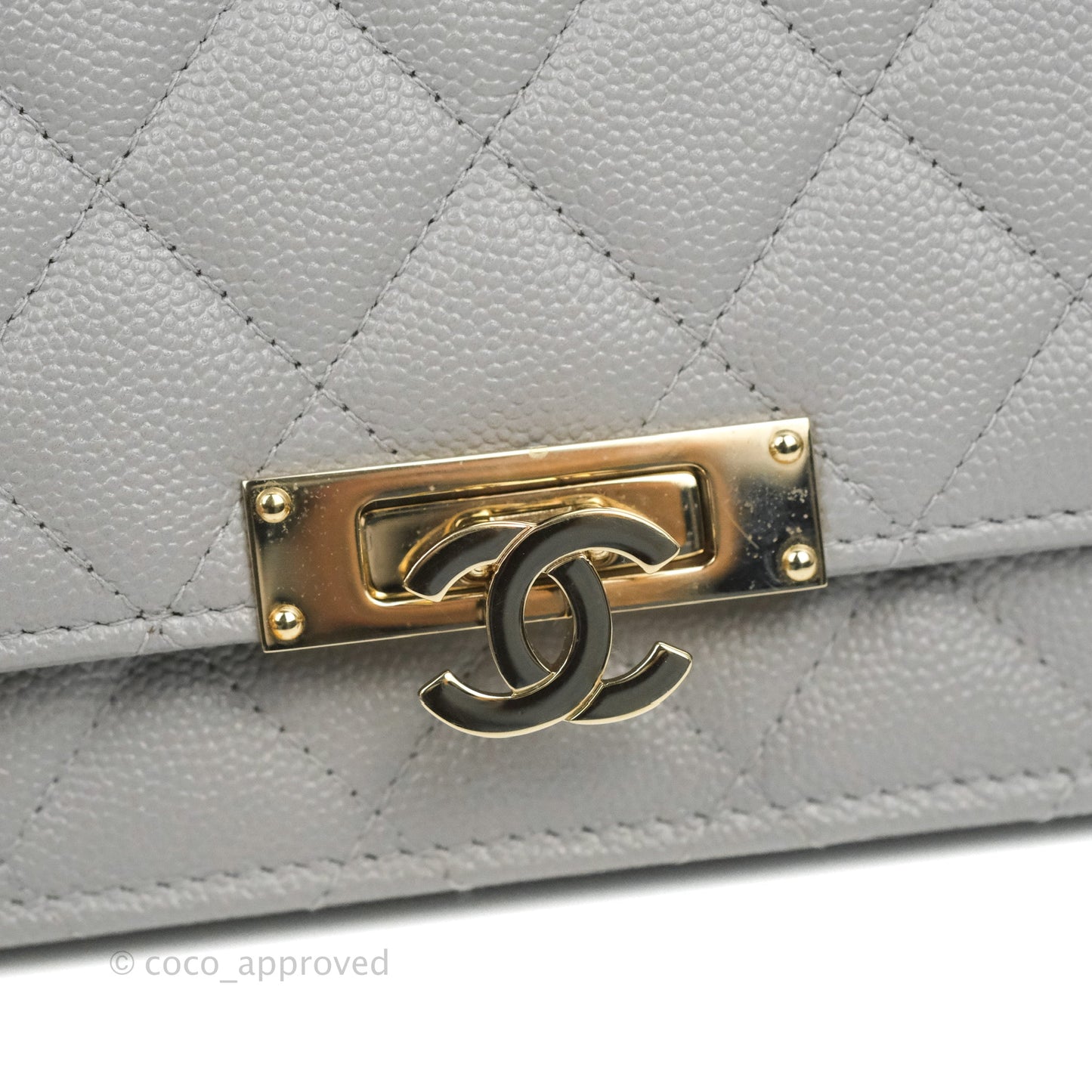 Chanel Golden Class Wallet on Chain WOC Grey Caviar Gold Hardware