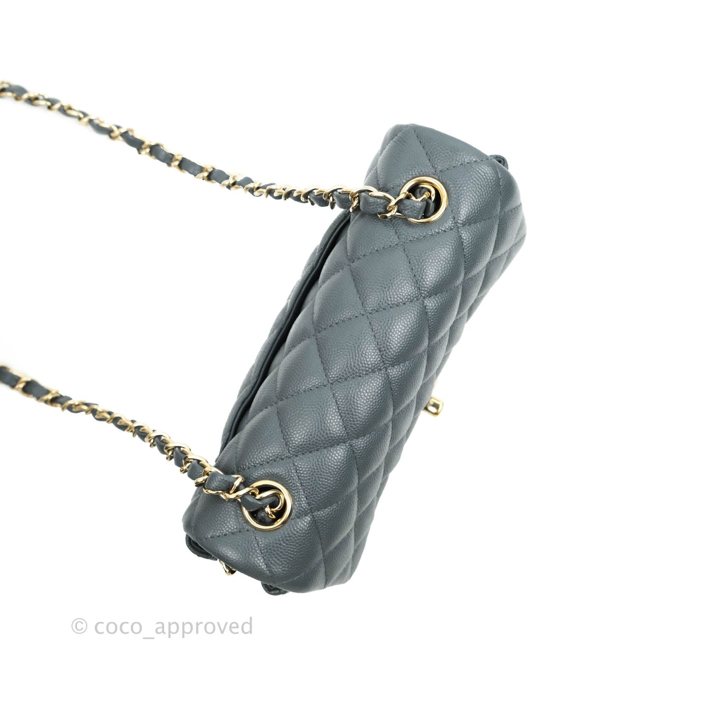 Chanel Quilted Mini Rectangular Flap Grey Caviar Gold Hardware 18B