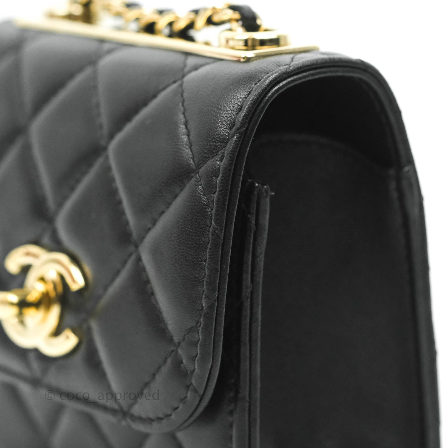 Chanel Mini Quilted Trendy CC Clutch With Chain Black Lambskin Gold Hardware