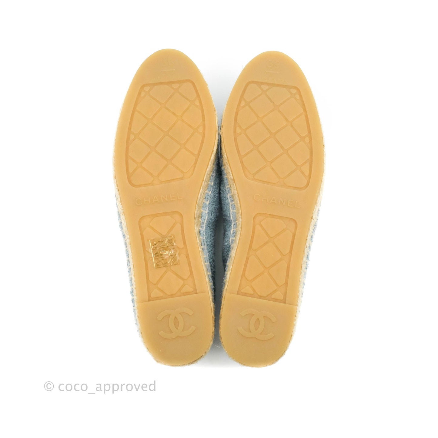 Chanel Espadrille Blue Grey Fabric Size 38C