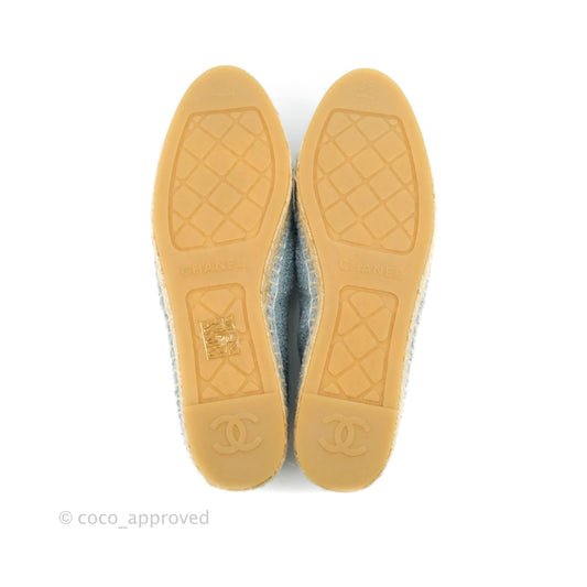Chanel Espadrille Blue Grey Fabric Size 38C