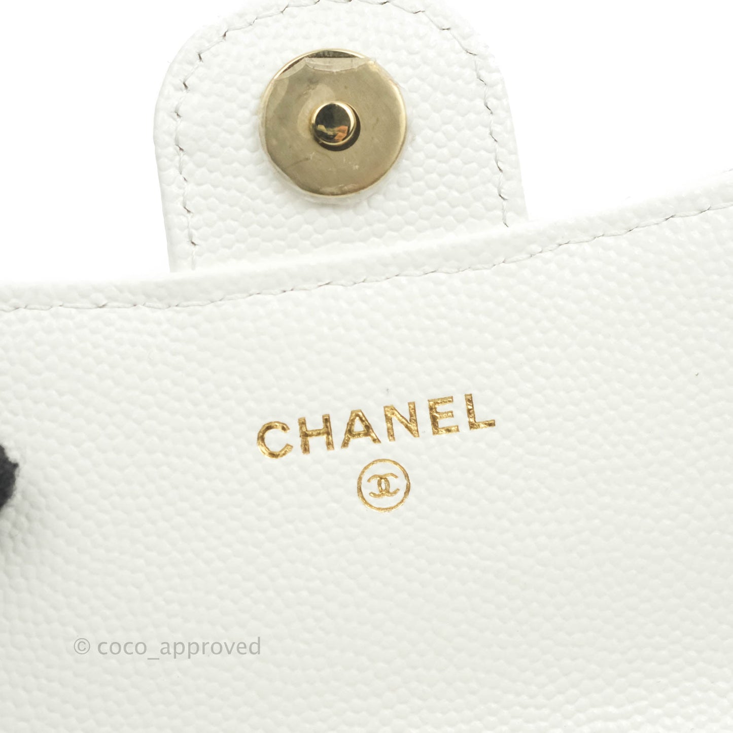 Chanel Mini Wallet With Chain White Caviar Gold Hardware