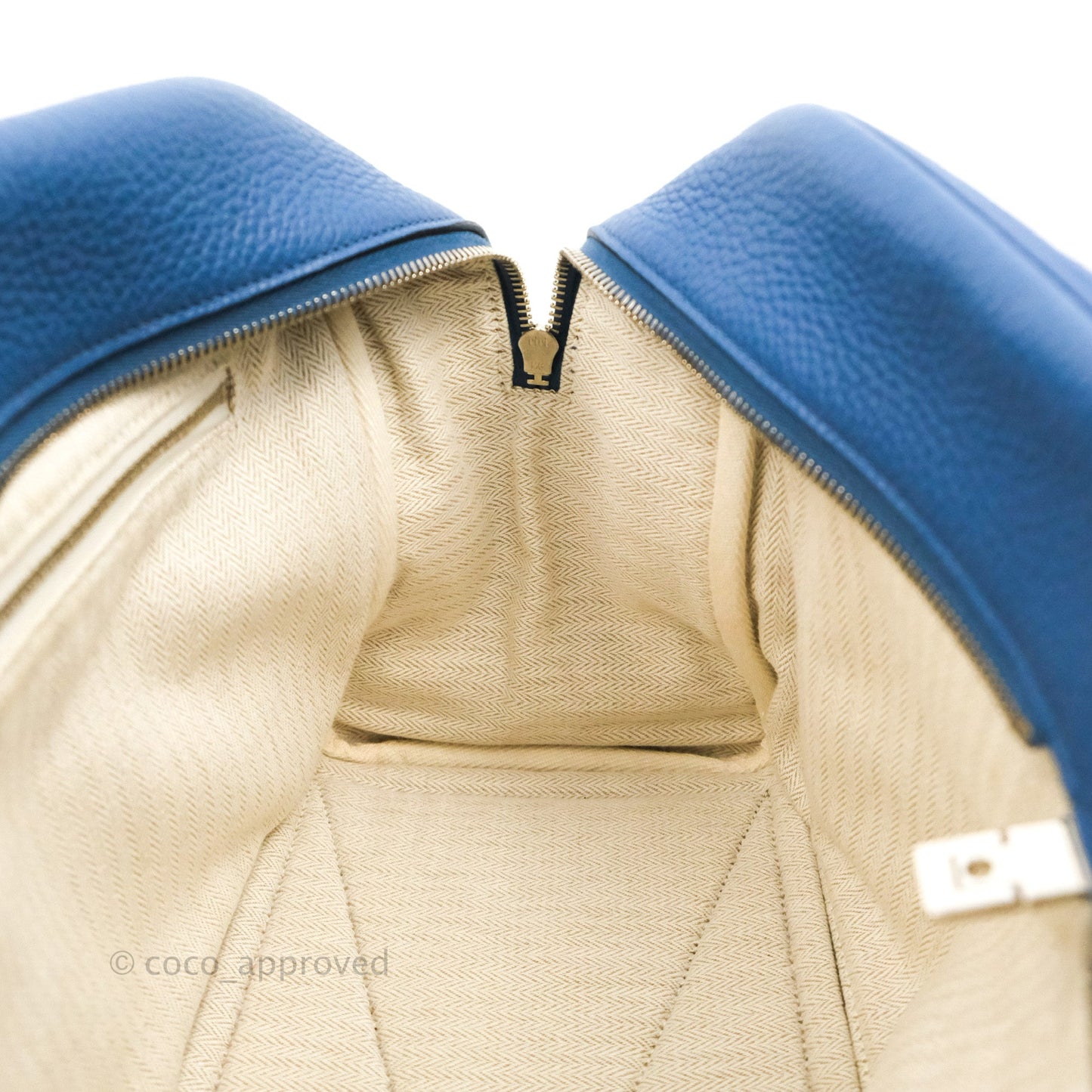 Hermes Victoria II 35 Bag Blue Paradis Clemence Palladium Hardware