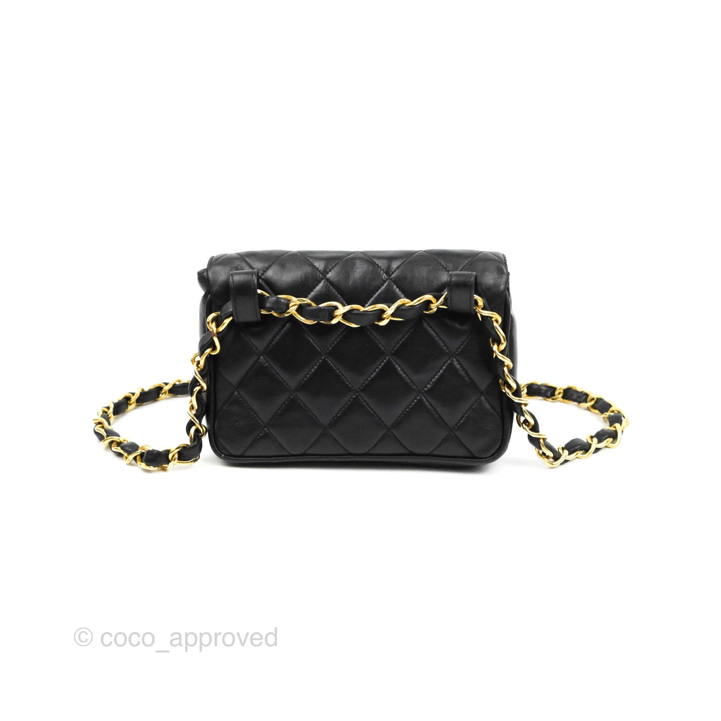 Chanel Vintage Belt Bag Quilted Black Lambskin 24K Gold Hardware