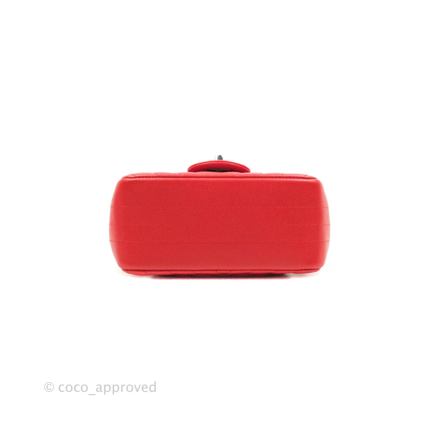 Chanel Mini Square Red Chevron Caviar Silver Hardware