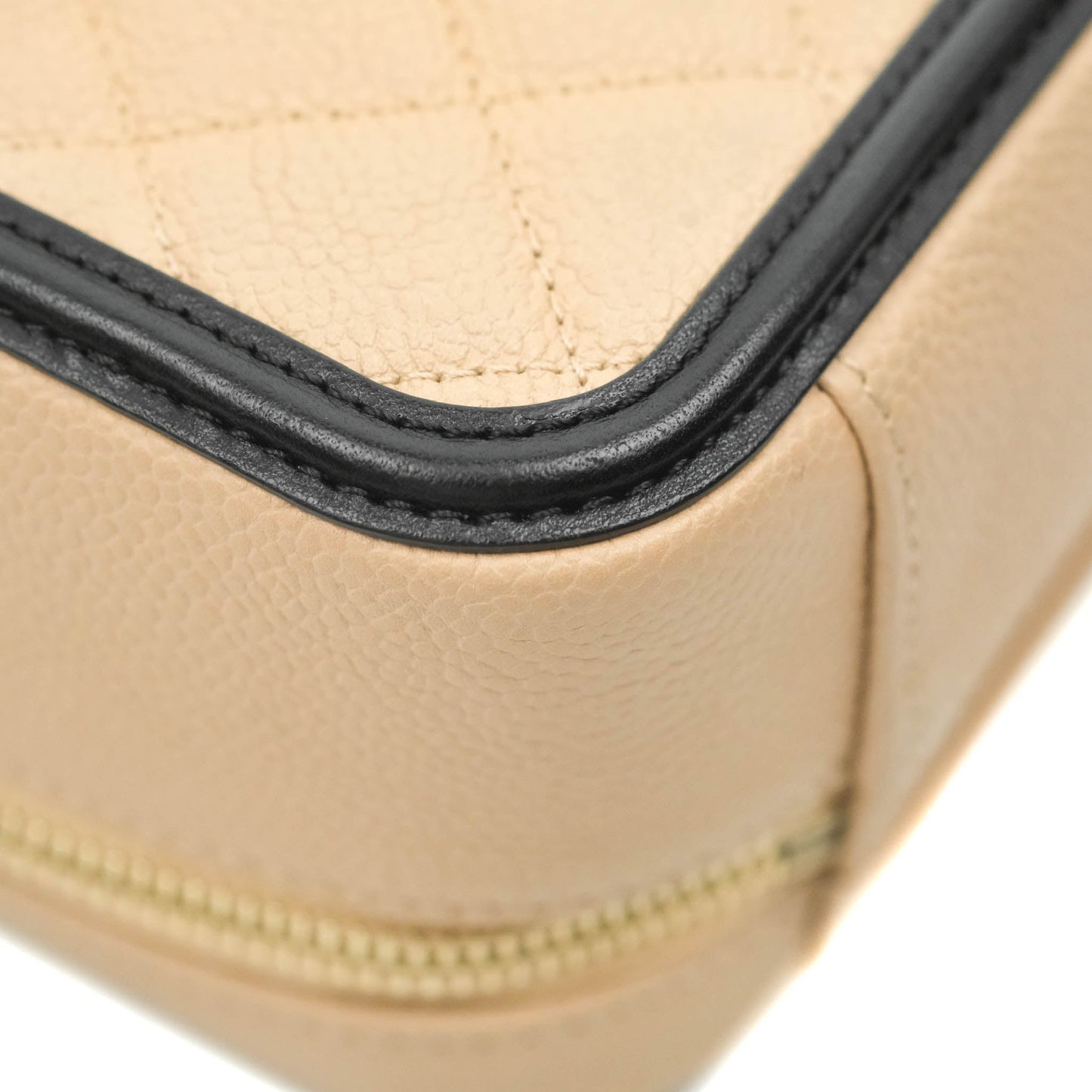 Chanel Quilted Medium CC Filigree Vanity Case Beige Caviar Gold Hardware