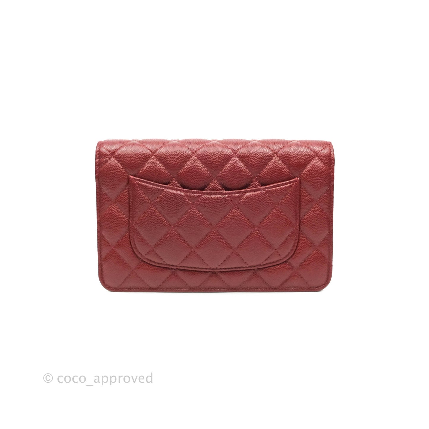 Chanel Quilted Wallet on Chain WOC Burgundy Caviar Gold Hardware