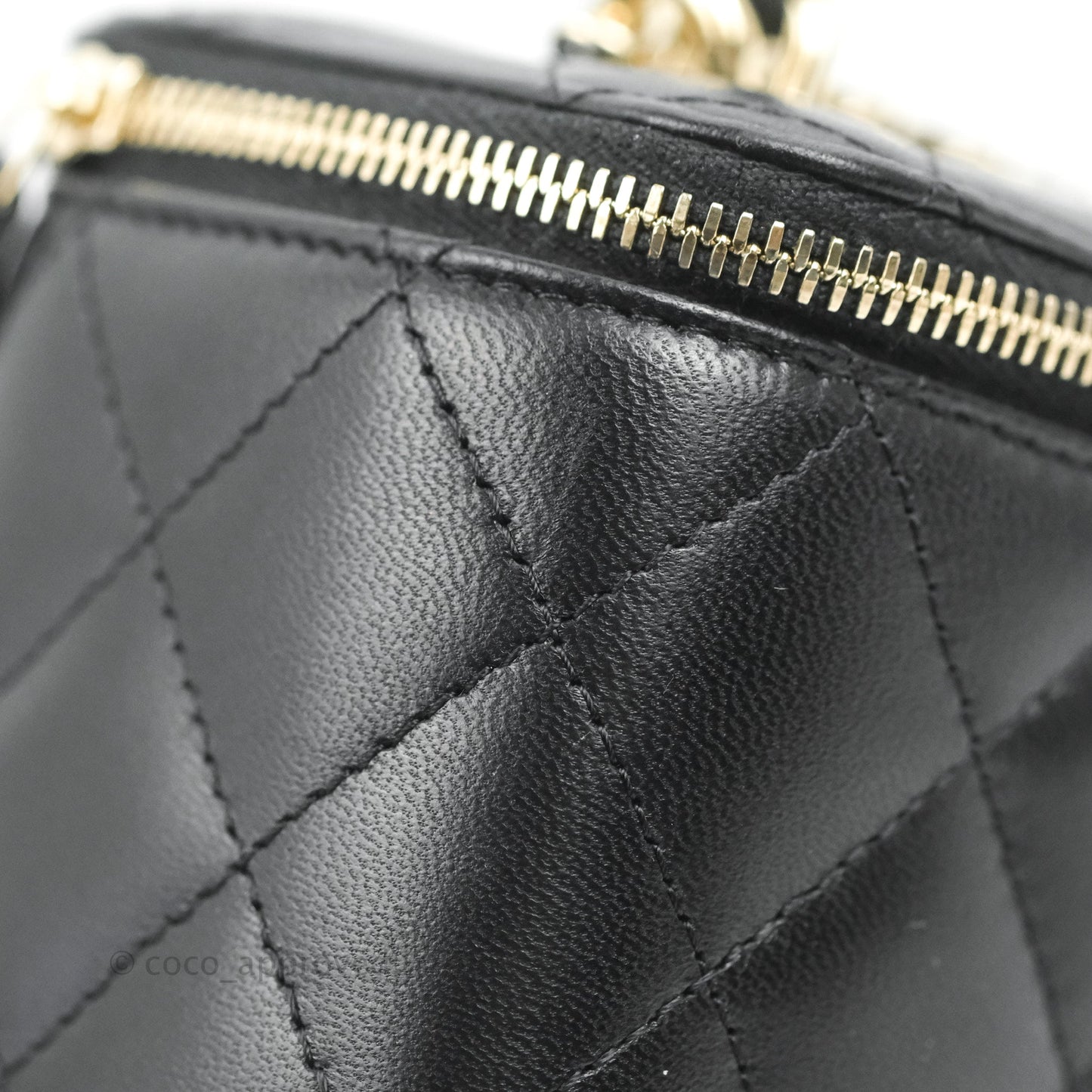 Chanel Vanity Rectangular Top Handle Black Lambskin Gold Hardware
