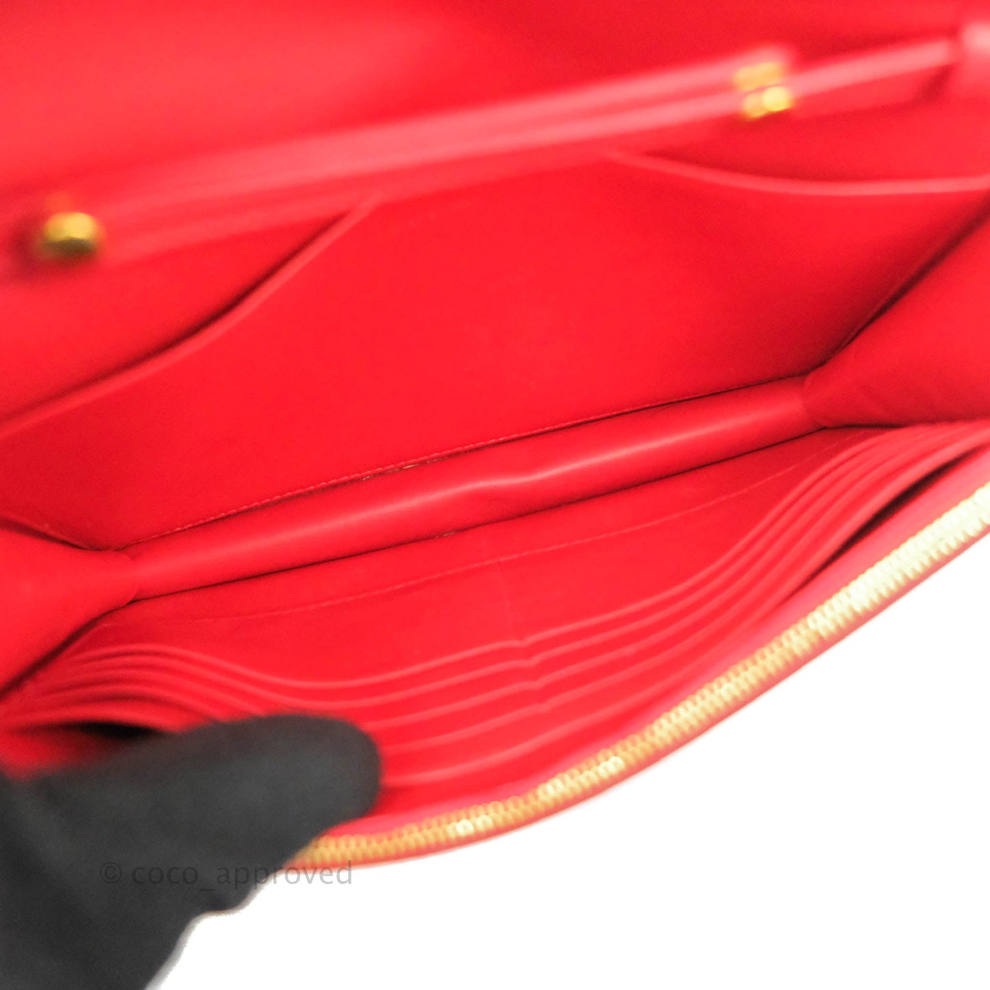 Celine Frame Evening Chain Clutch Ivory Red Smooth Lambskin Gold Hardware