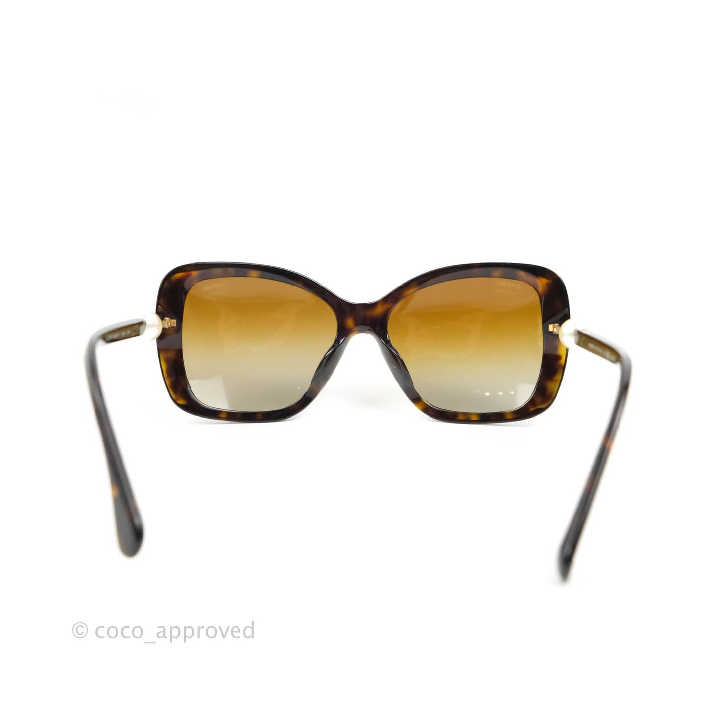 Chanel Tortoise Shell Oversized Frame Pearl CC Sunglasses