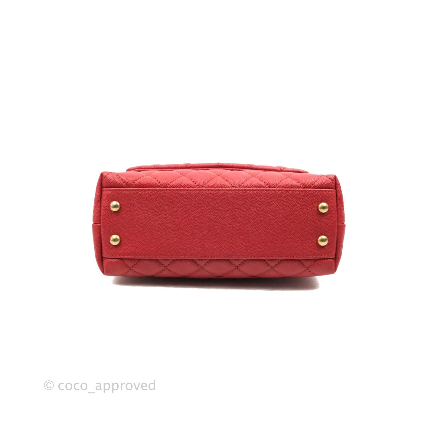 Chanel Small Quilted Coco Handle Red Caviar Gold Hardware