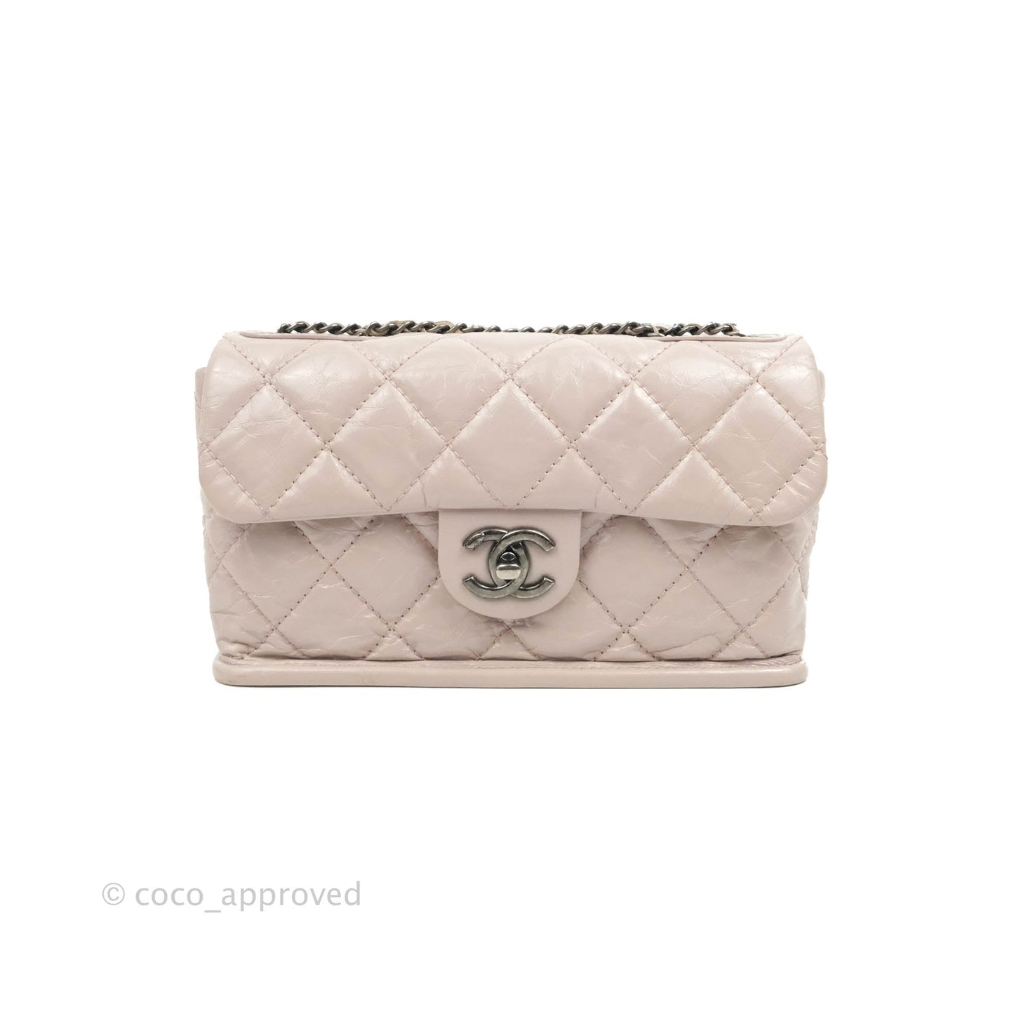 Chanel Mini Flap Nude Pink Crumpled Glazed Calfskin Ruthenium Hardware