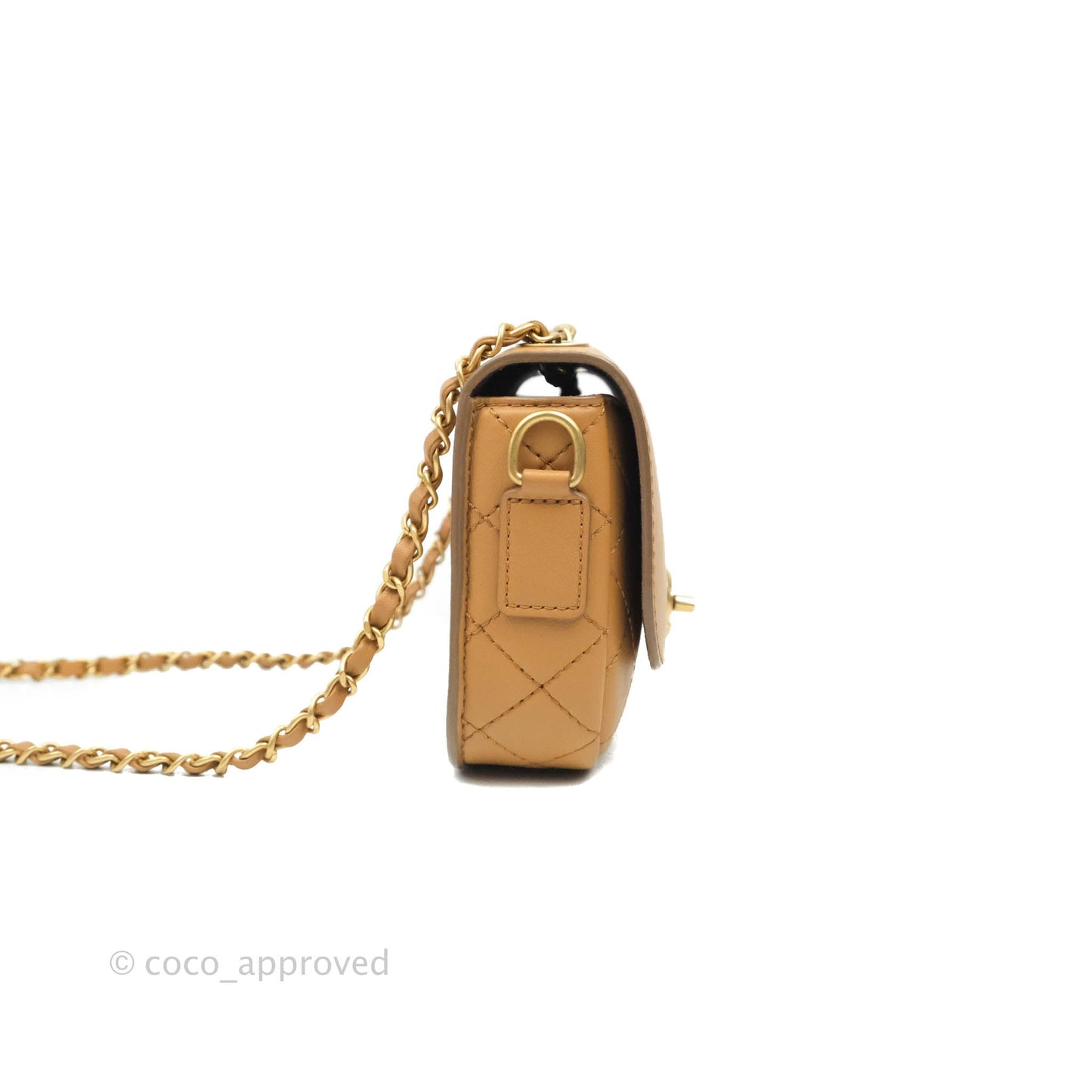 Chanel Quilted Flap With Coin Purse Caramel Calfskin Aged Gold Hardware 19K