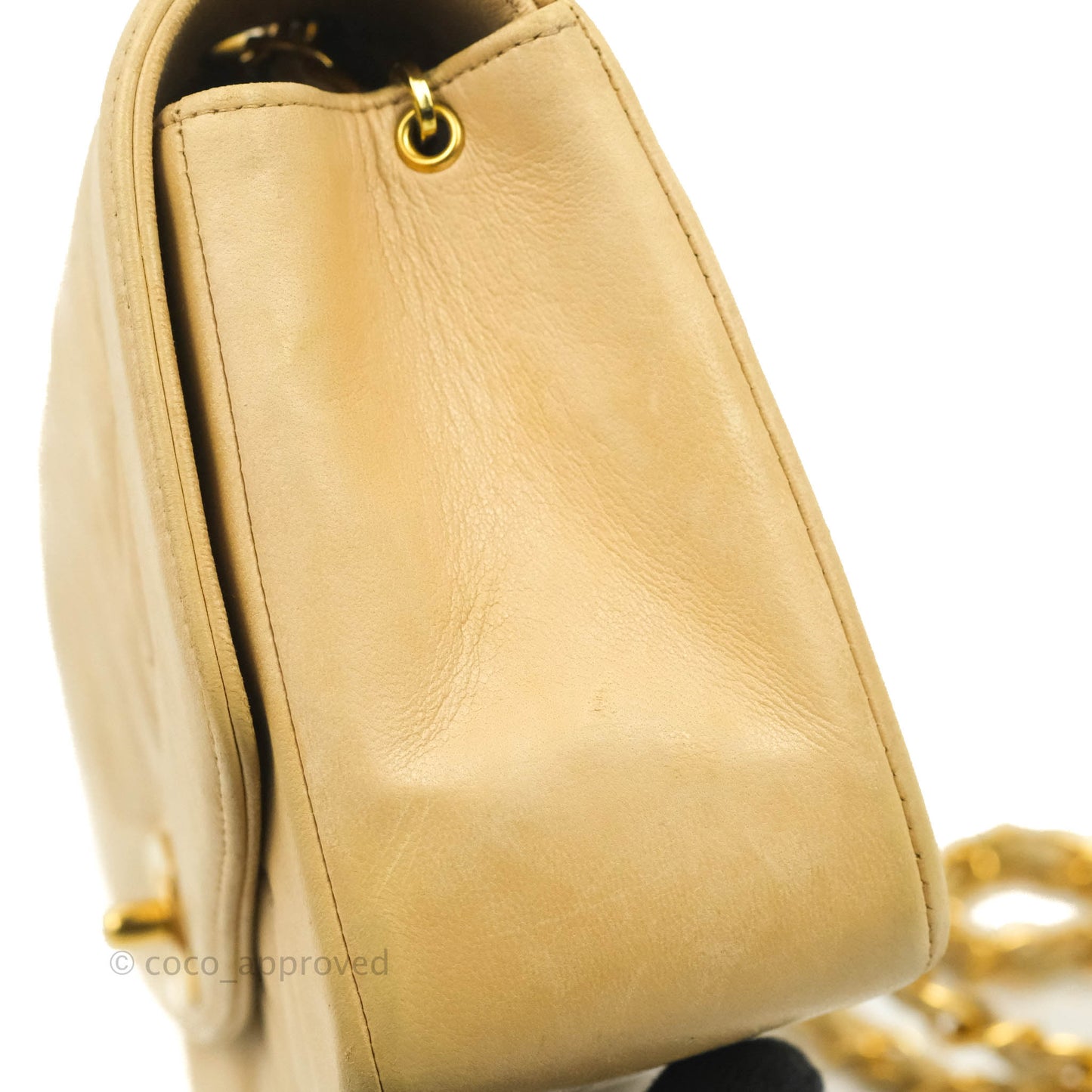Chanel Vintage Small Quilted Classic Diana Flap Bag Beige Lambskin 24K Gold Hardware