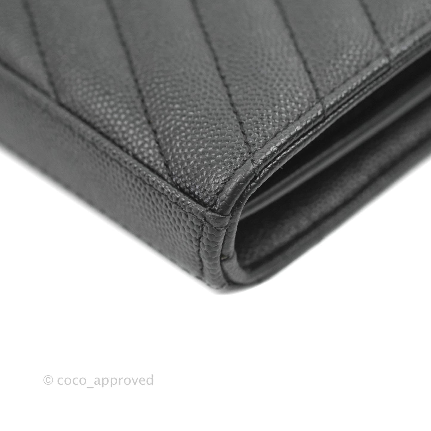 Saint Laurent Wallet on Chain WOC Black Grained Leather Silver Hardware