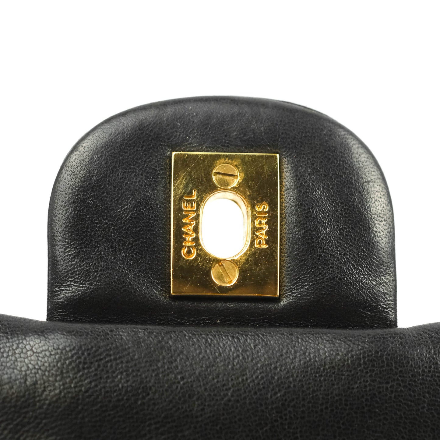 Chanel Vintage M/L Medium Double Flap Bag Black Lambskin 24K Gold Hardware