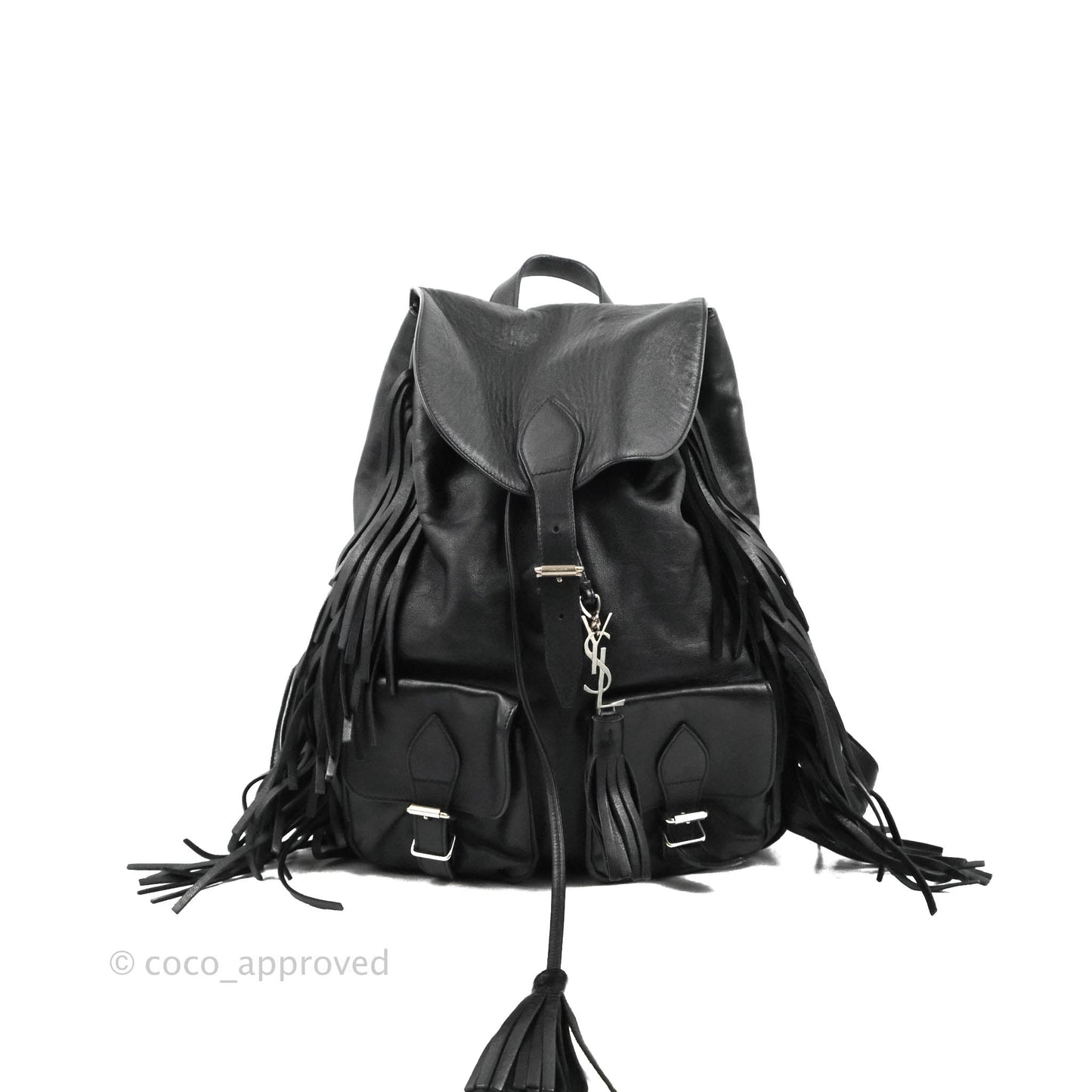 Saint Laurent Festival Fringe Backpack Black Calfskin