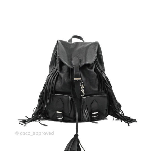 Saint Laurent Festival Fringe Backpack Black Calfskin