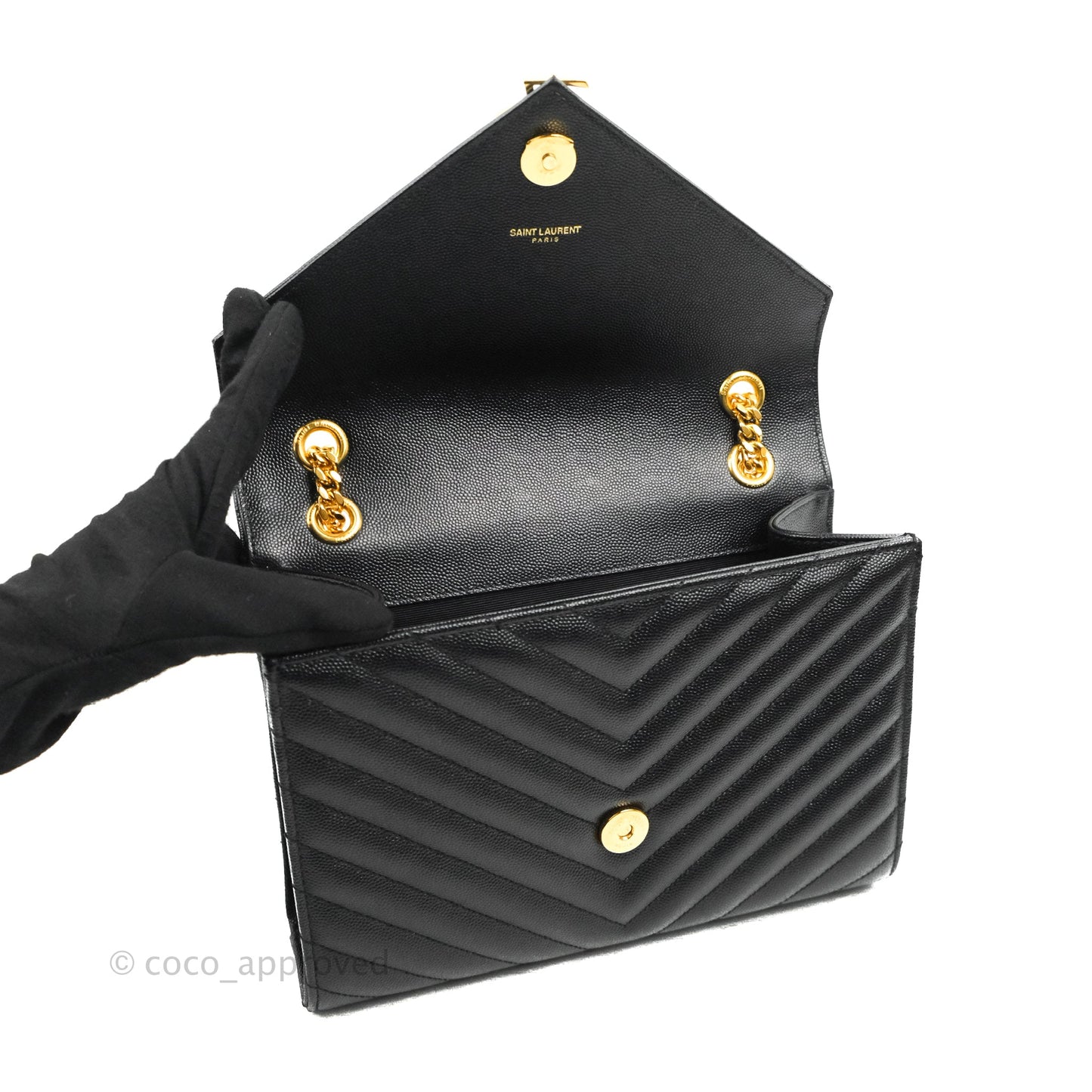 Saint Laurent Envelope Medium Black Caviar Gold Hardware