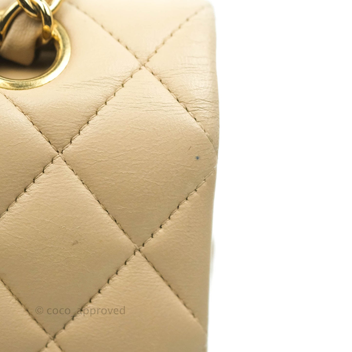 Chanel Classic Medium Flap Quilted Beige Lambskin Gold Hardware