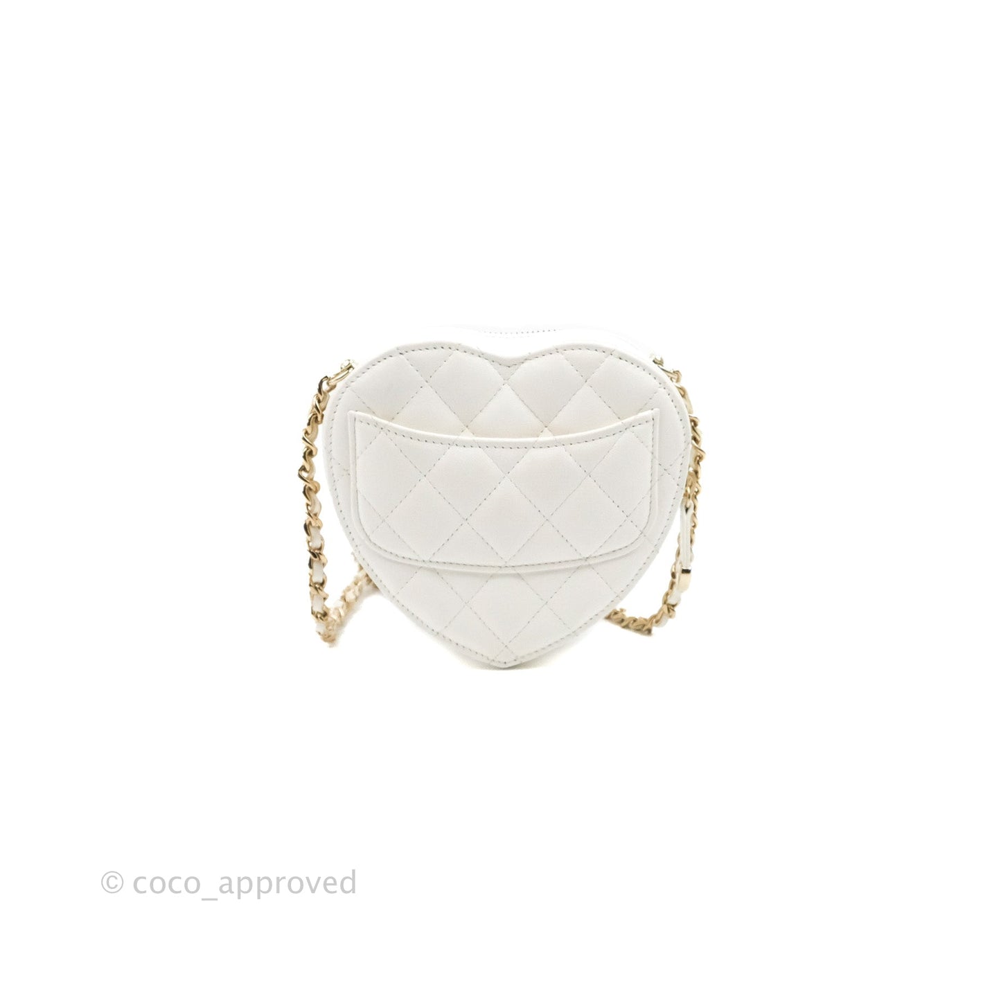 Chanel Small Heart Bag White Lambskin Gold Hardware 22S