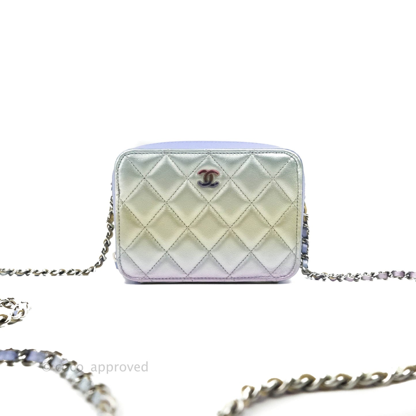 Chanel Quilted Camera Bag Metallic Rainbow Lambskin Rainbow Hardware