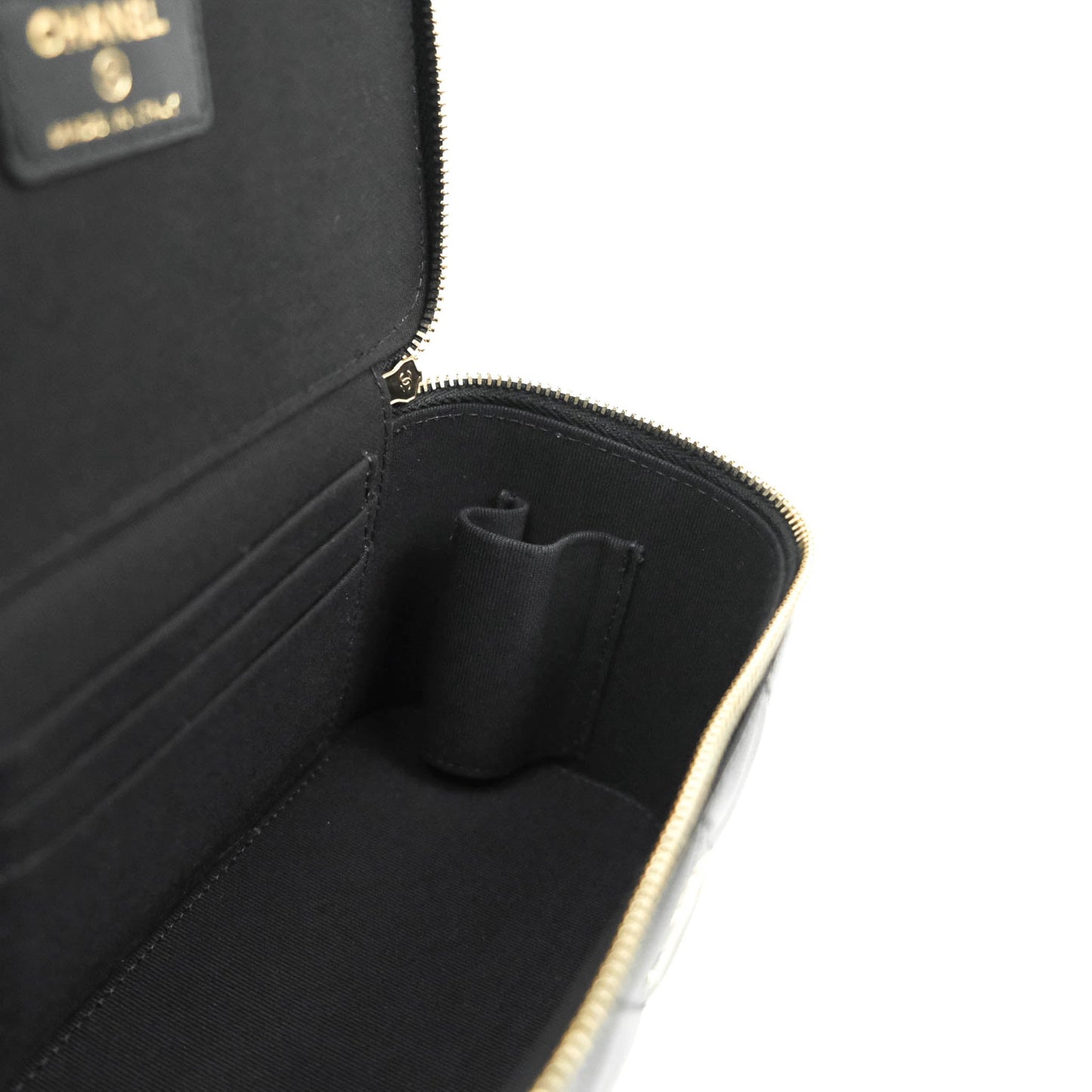Chanel Vanity Rectangular Top Handle Black Lambskin Gold Hardware