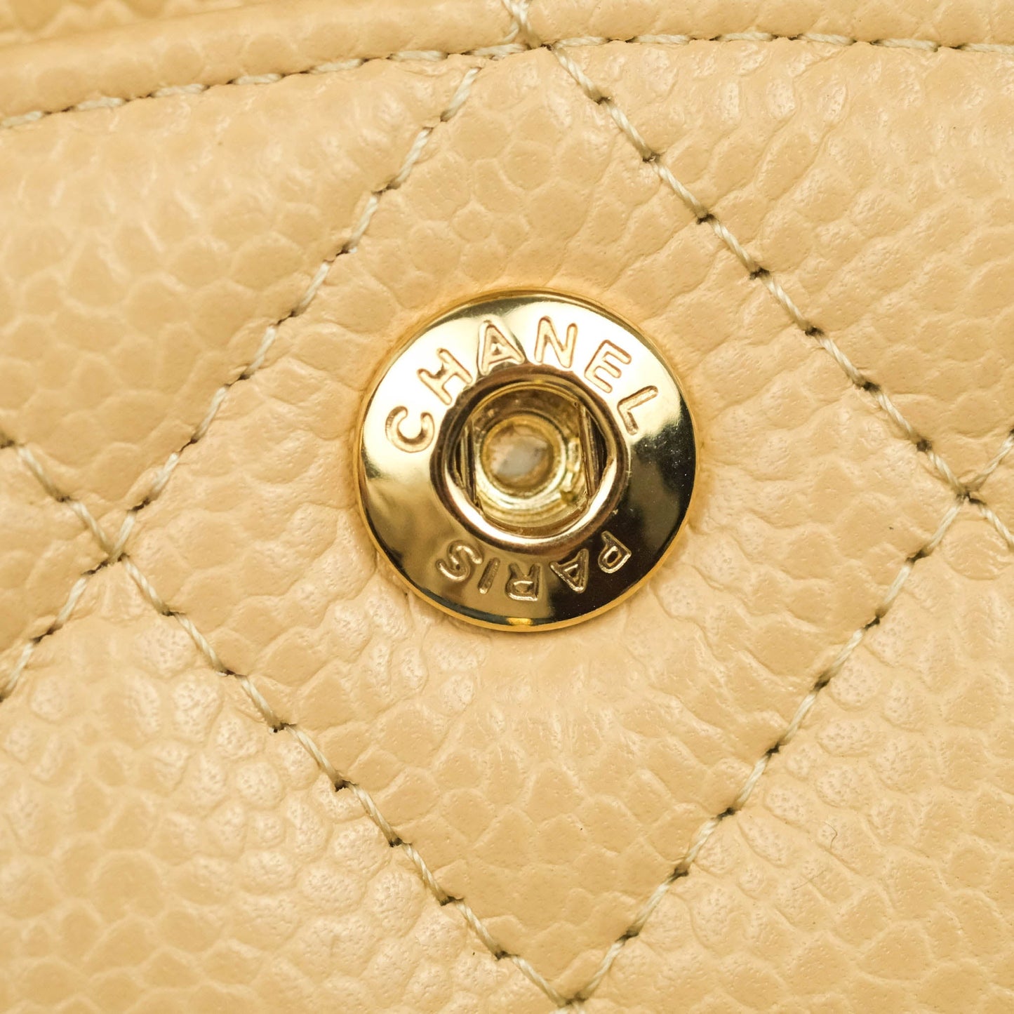 Chanel Small Classic Quilted Flap Beige Caviar Gold Hardware