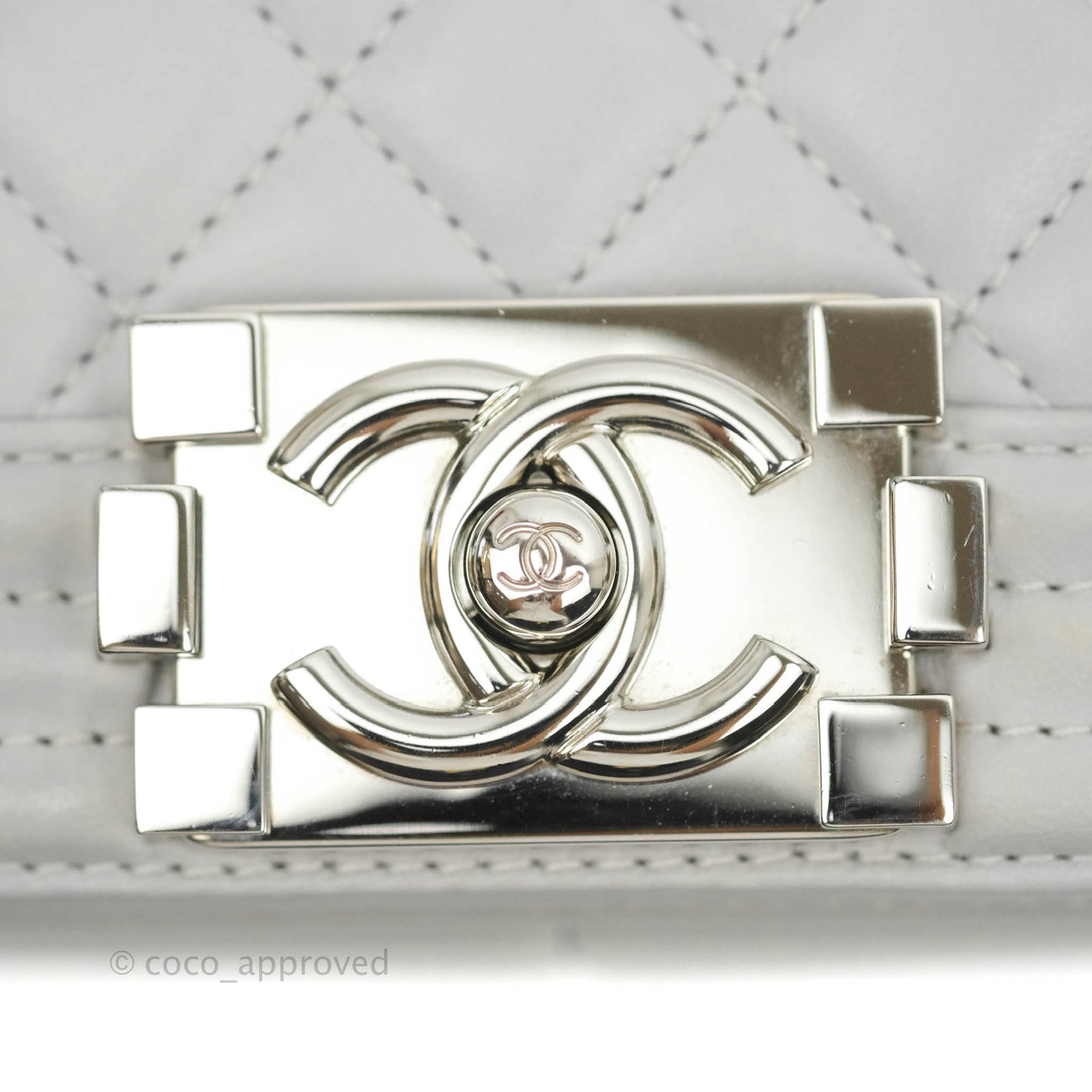 Chanel Quilted Medium Boy Grey Lambskin Silver Hardware
