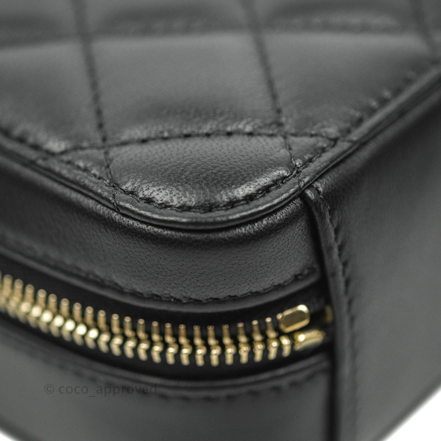 Chanel Mini Pearl Crush Quilted Camera Case Black Lambskin Aged Gold Hardware