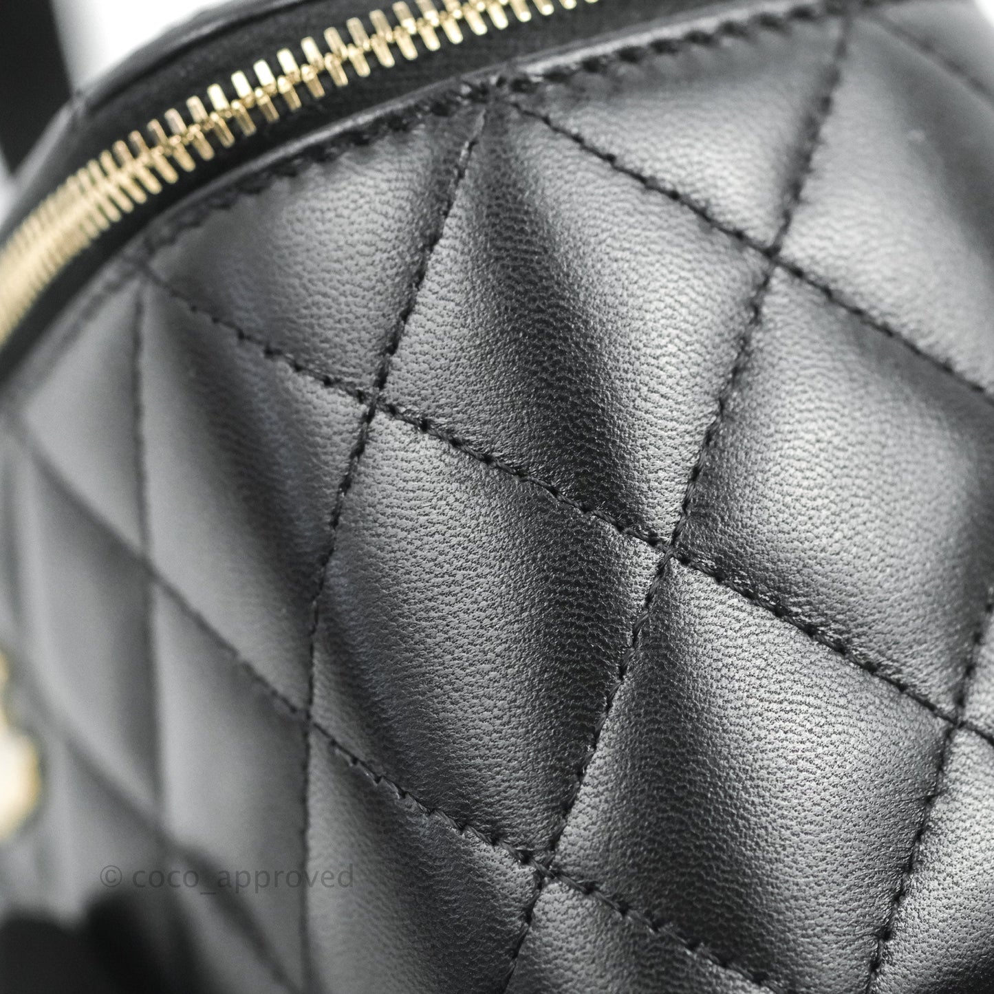 Chanel Vanity Rectangular Top Handle Black Lambskin Gold Hardware