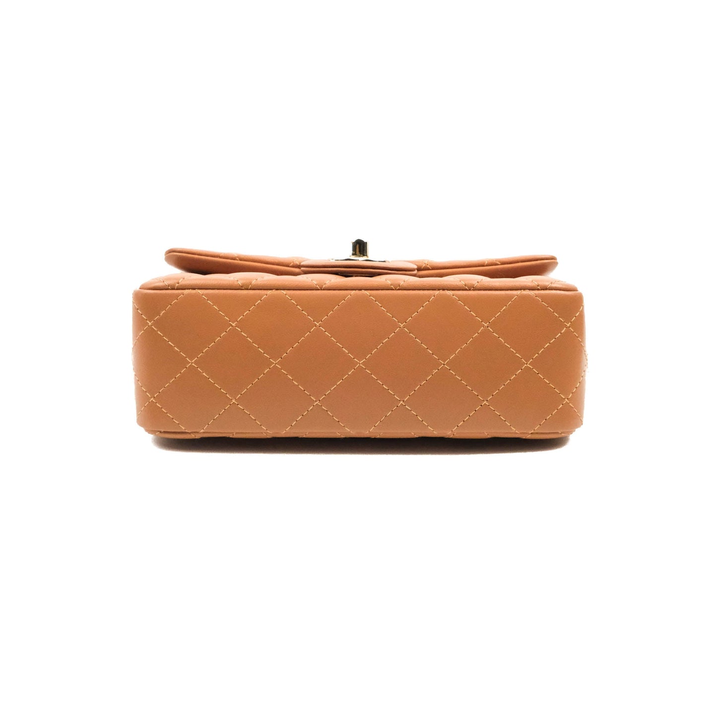 Chanel Quilted Mini Rectangular Flap Caramel Lambskin Gold Hardware 22S