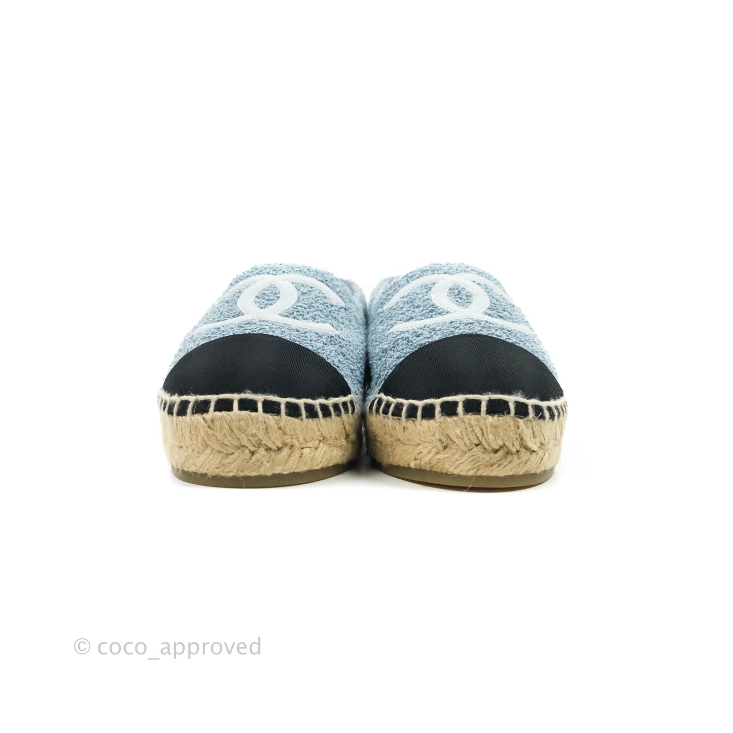 Chanel Espadrille Blue Grey Fabric Size 38C