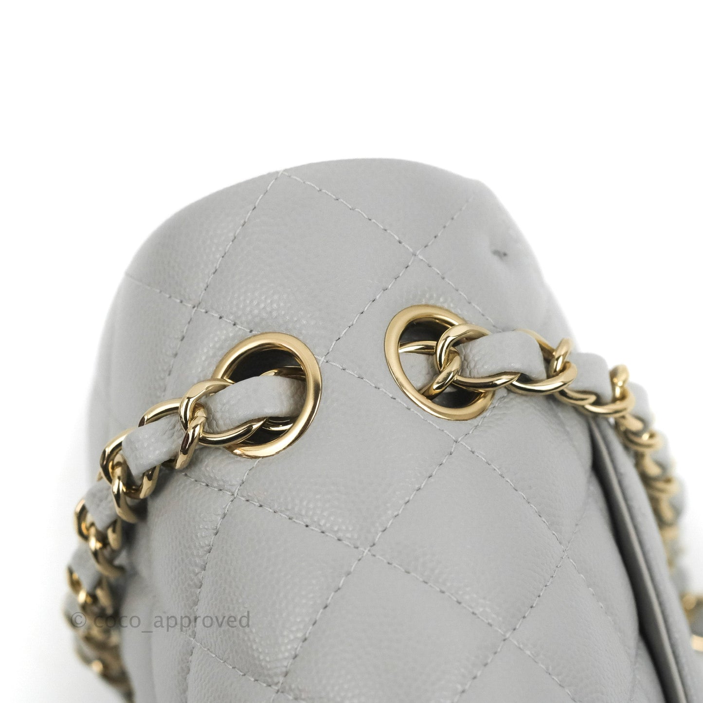 Chanel Small Classic Quilted Flap Grey Caviar Gold Hardware 21A